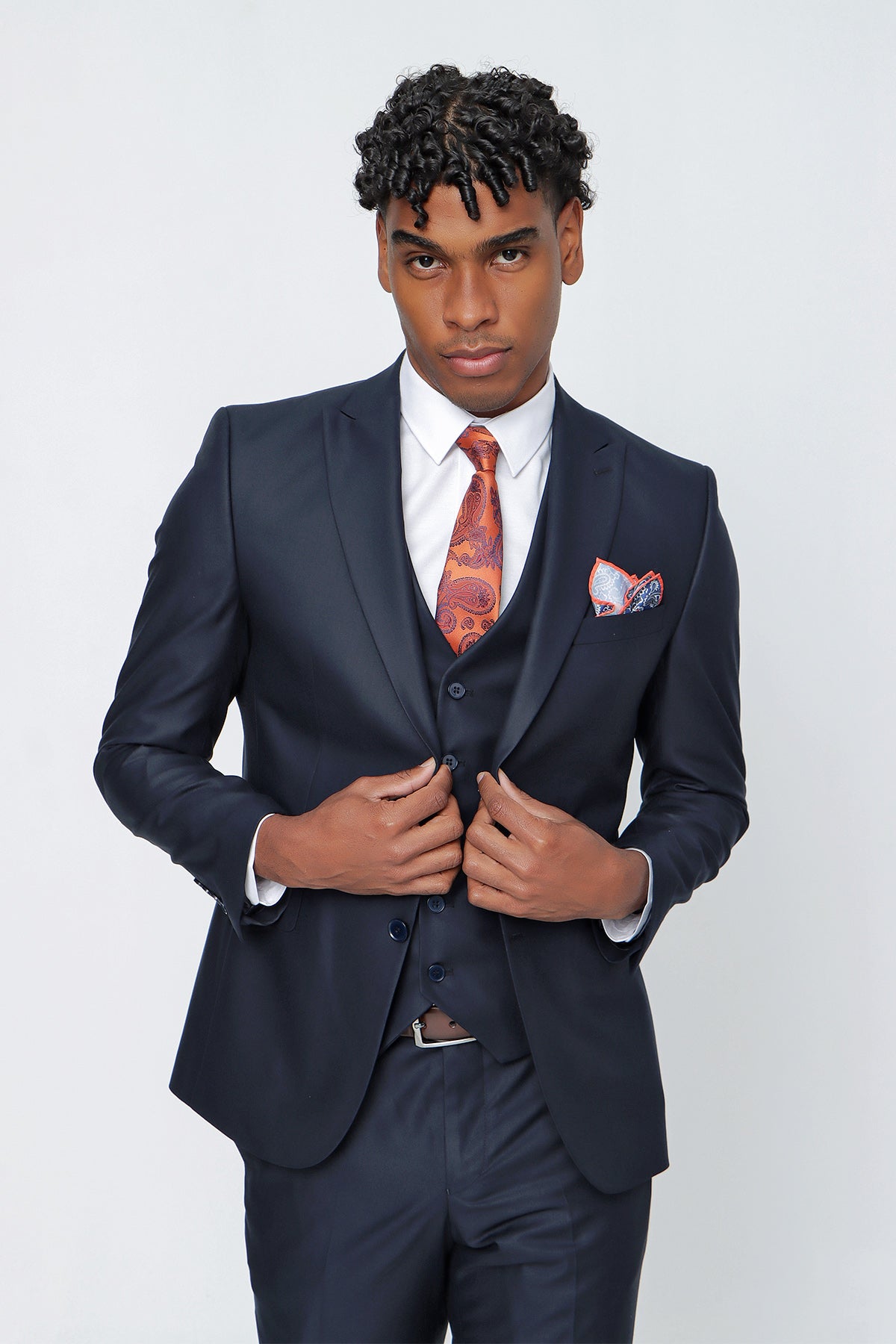 Slim-Fit Vest Suit - Navy