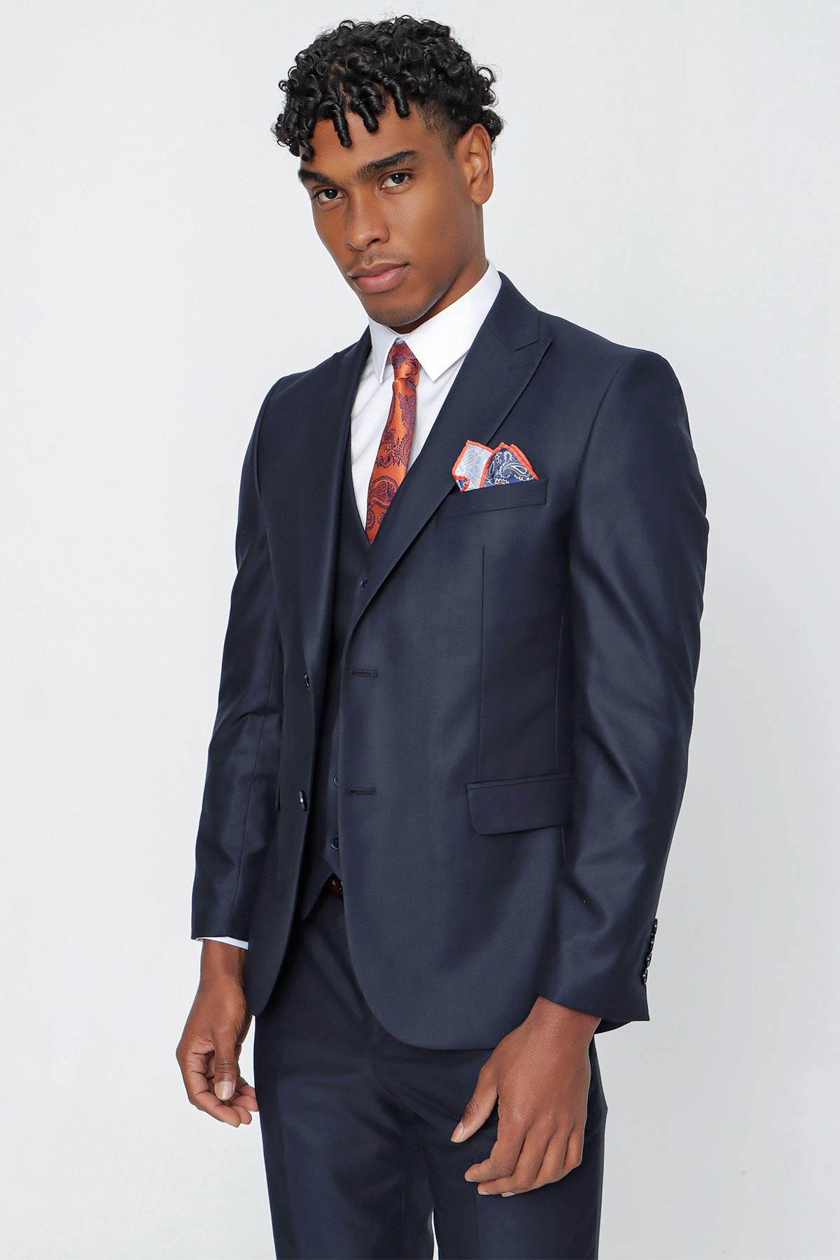 Slim-Fit Vest Suit - Navy