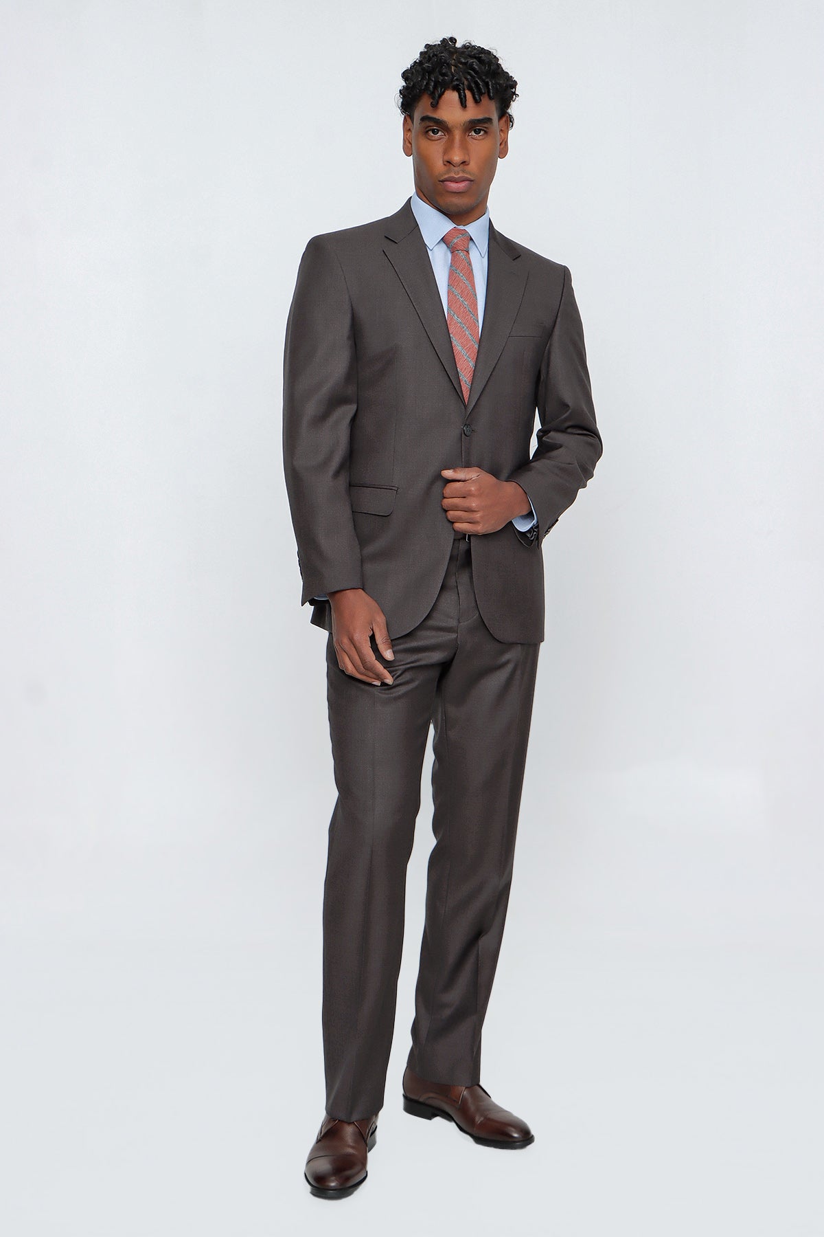 Comfort-Fit Classic Suit - Brown