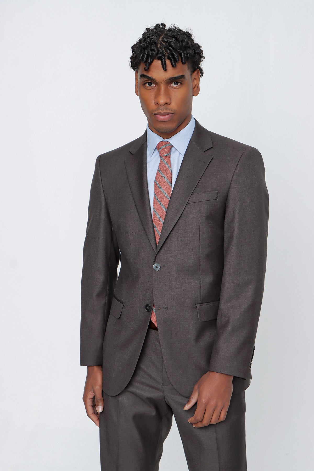 Comfort-Fit Classic Suit - Brown