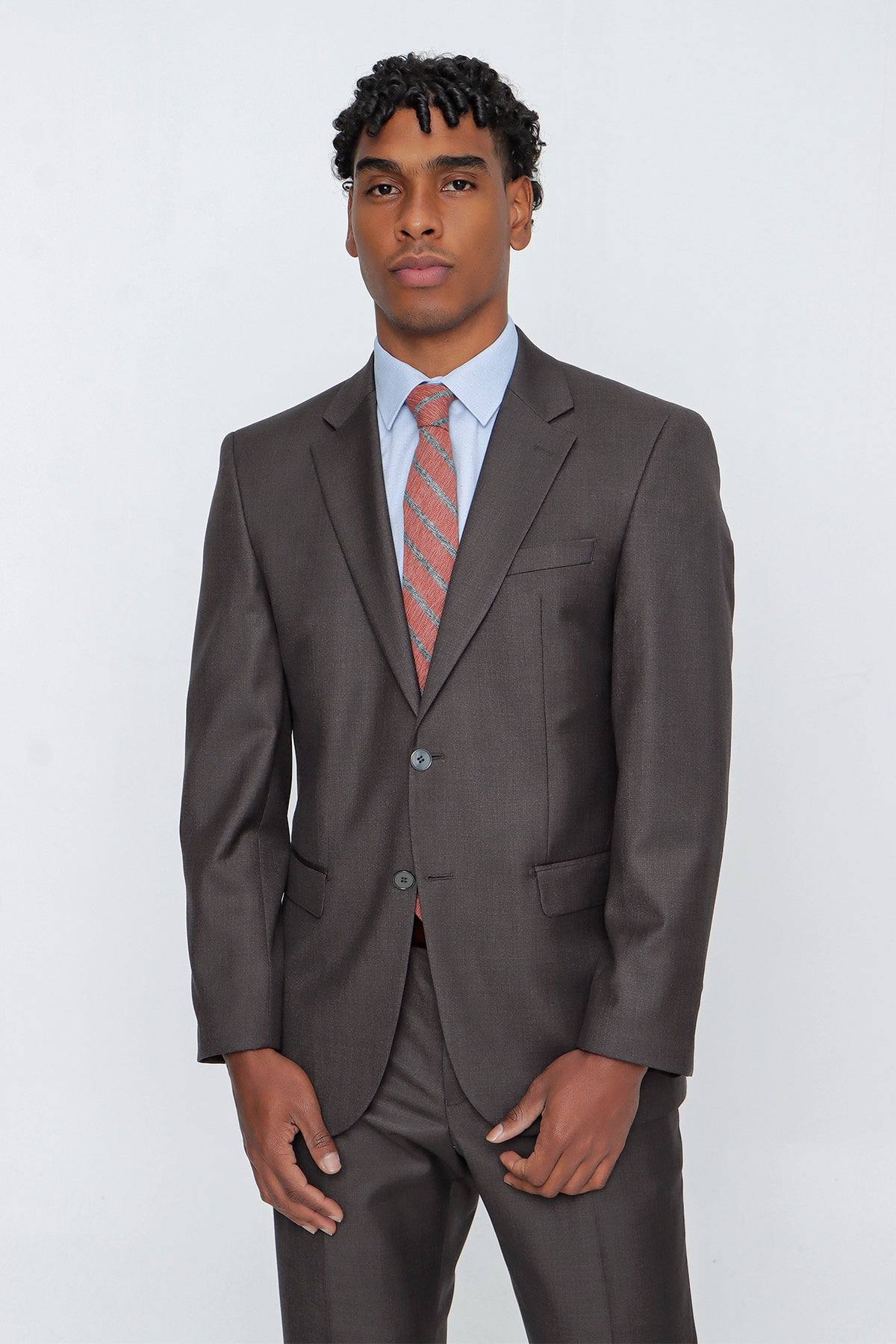 Comfort-Fit Classic Suit - Brown