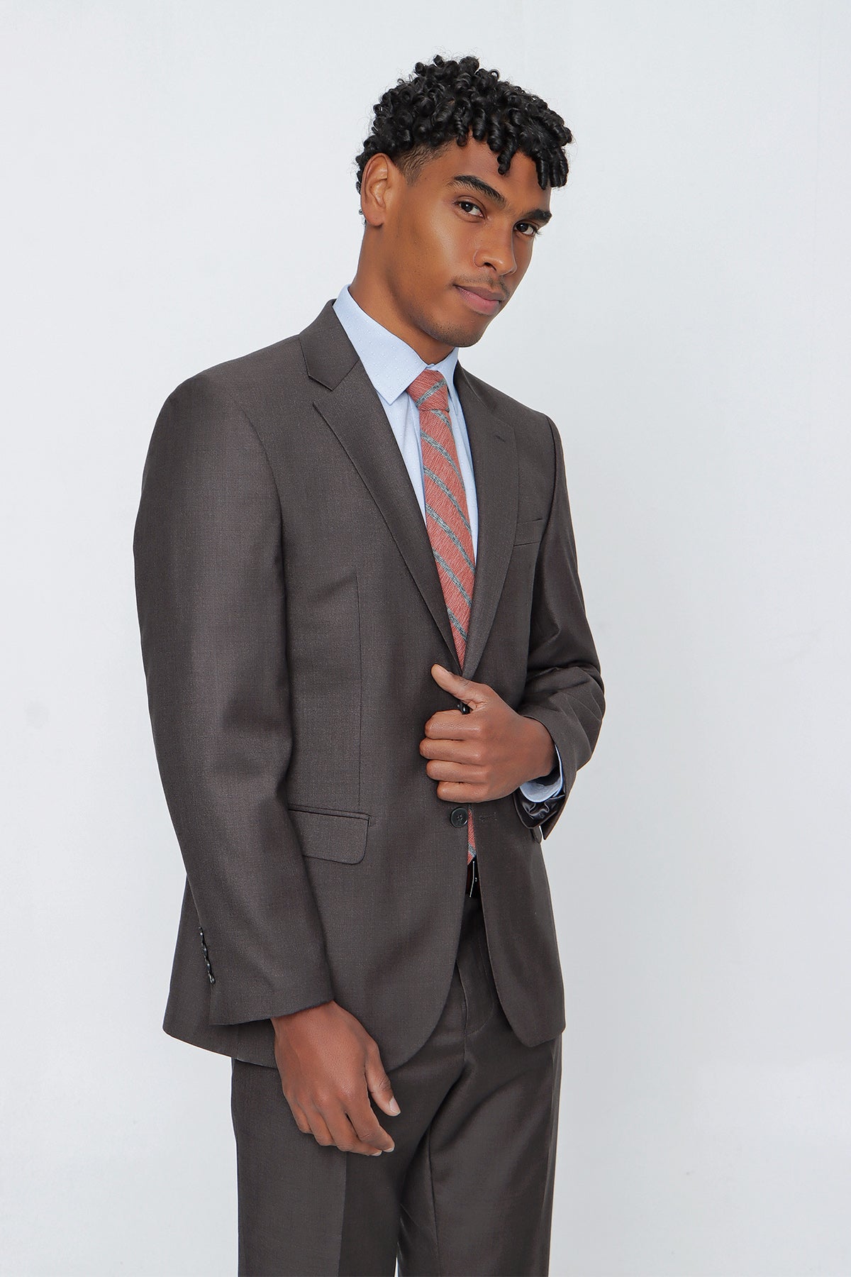 Comfort-Fit Classic Suit - Brown