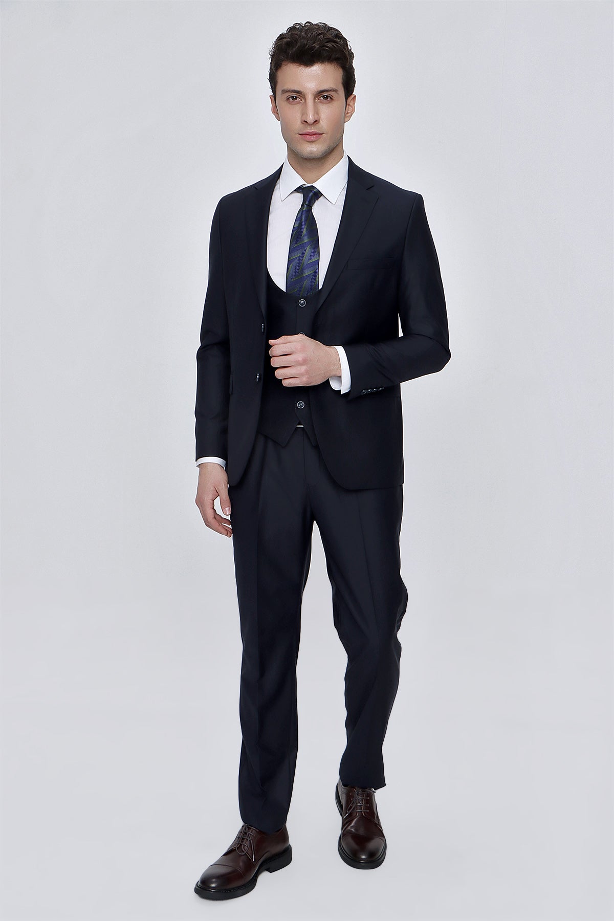 Slim-Fit Vest Suit - Navy