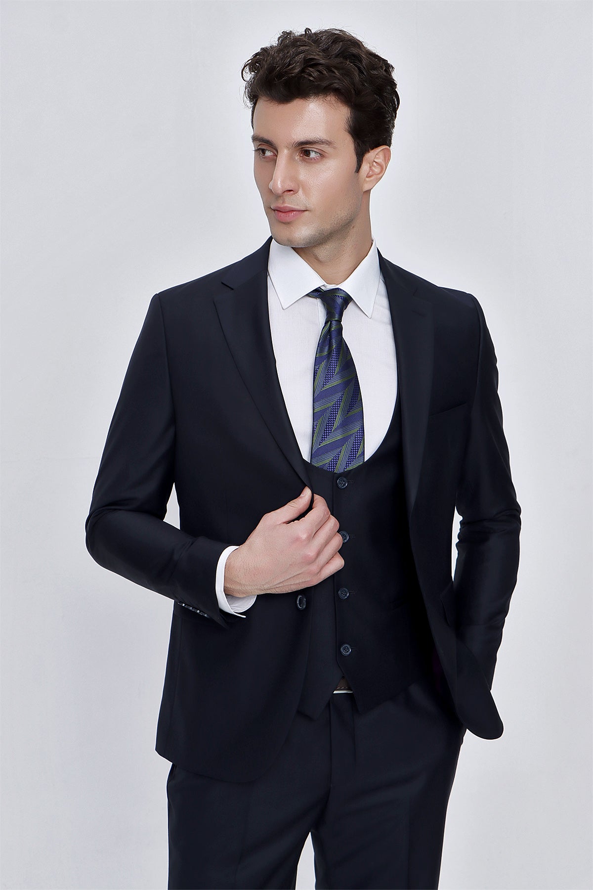 Slim-Fit Vest Suit - Navy