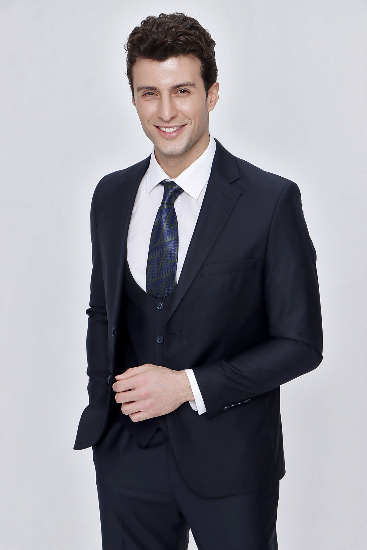 Slim-Fit Vest Suit - Navy