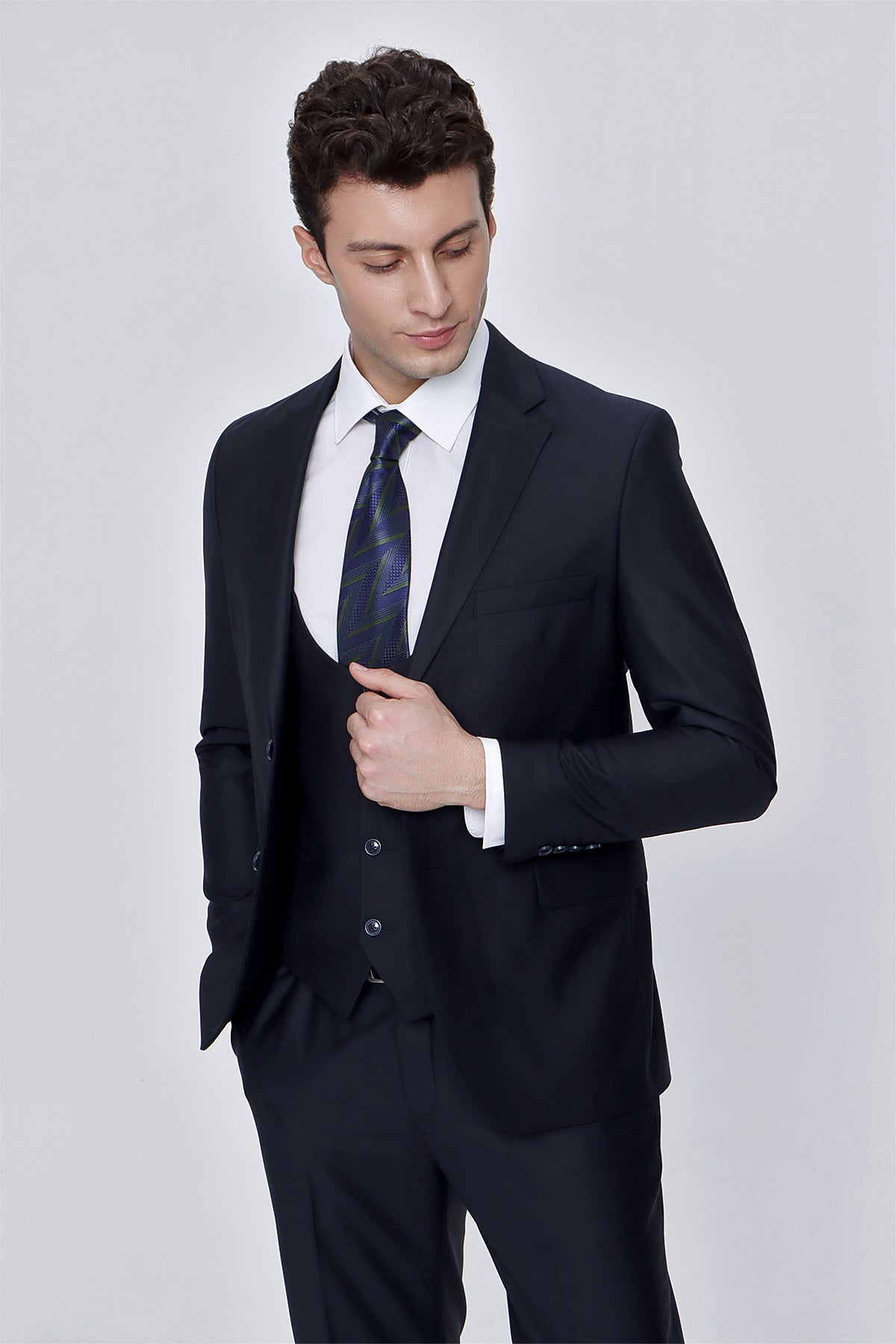 Slim-Fit Vest Suit - Navy