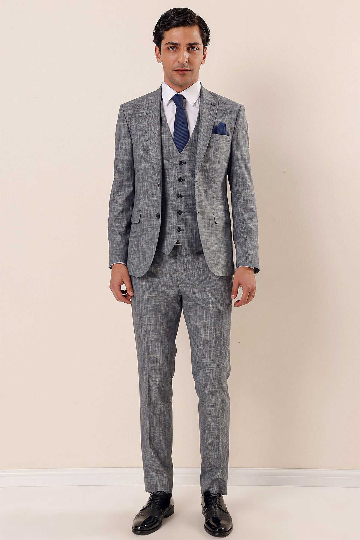 Slim-Fit Vest Suit - Blue