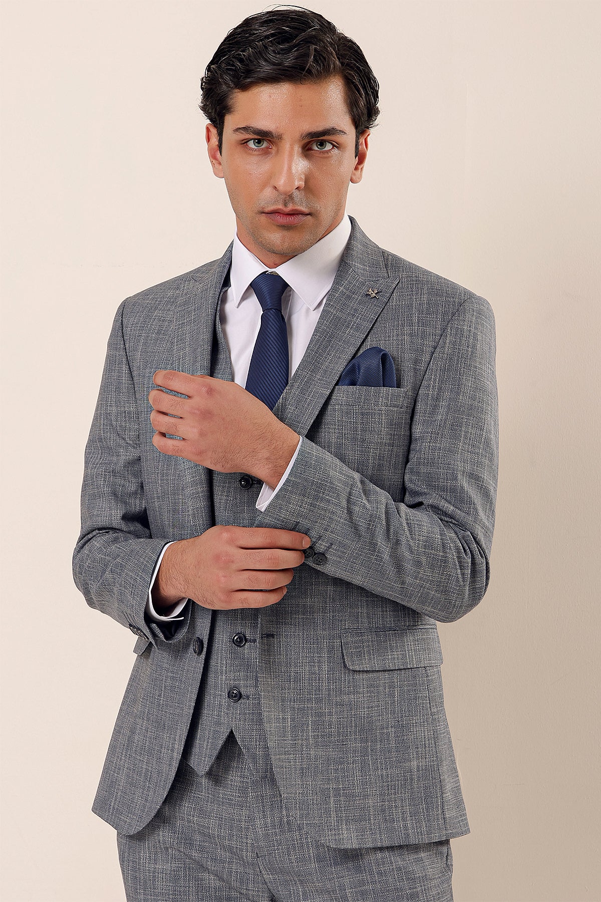 Slim-Fit Vest Suit - Blue