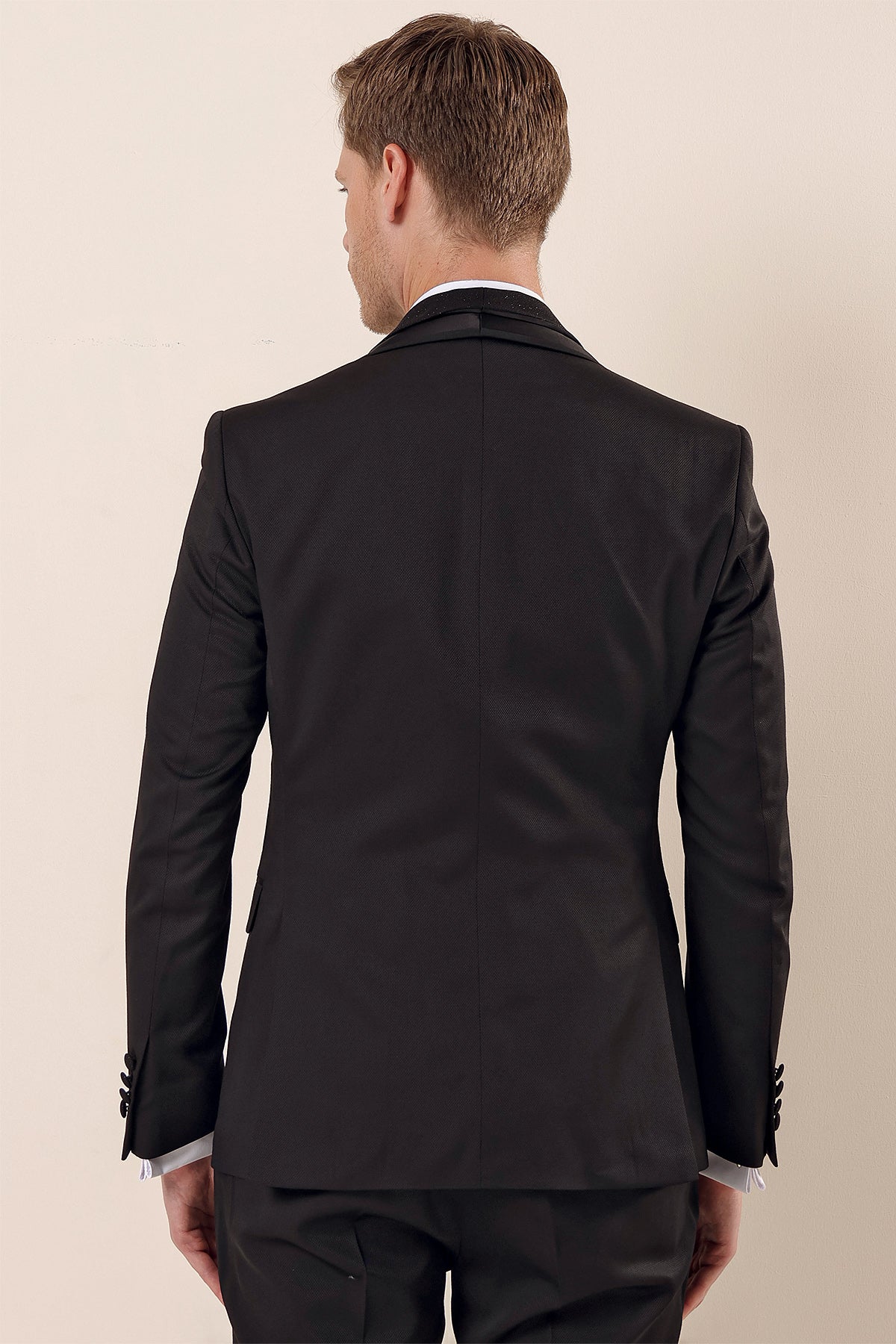 Slim-Fit Tuxedo Suit - Black