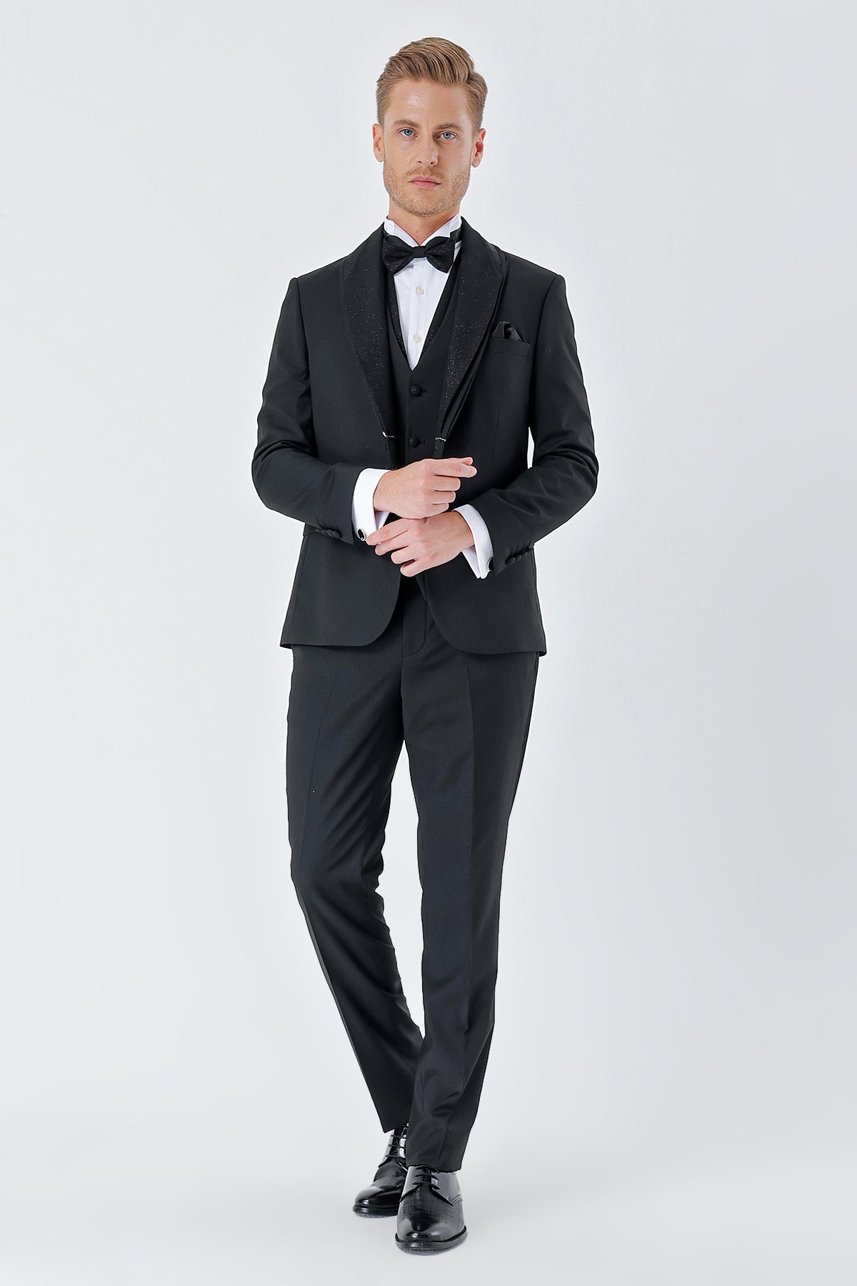 Slim-Fit Tuxedo Suit - Black