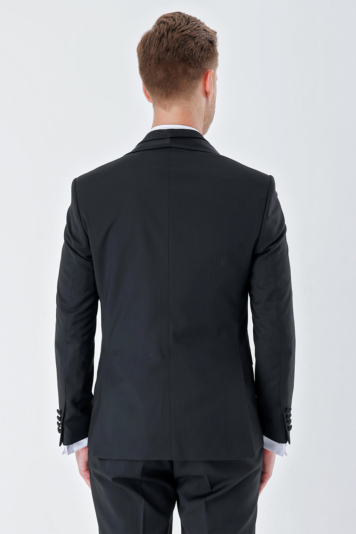 Slim-Fit Tuxedo Suit - Black