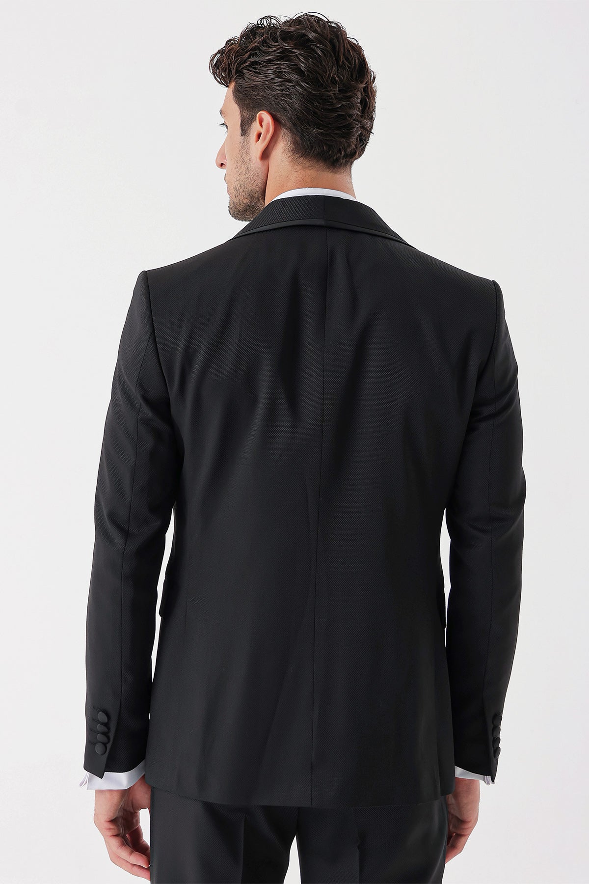 Slim-Fit Tuxedo Suit - Black