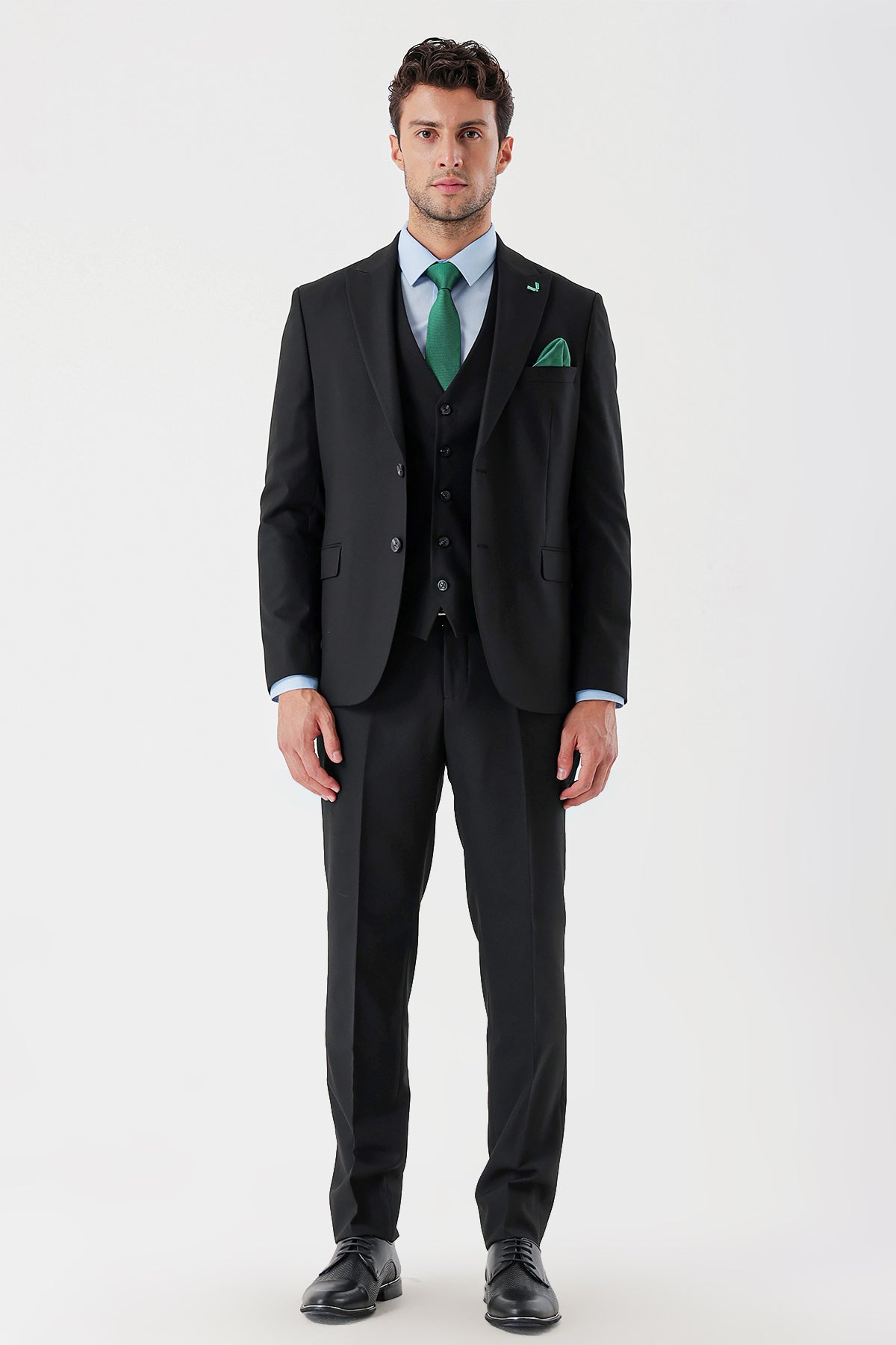 Slim-Fit Vest Suit - Black