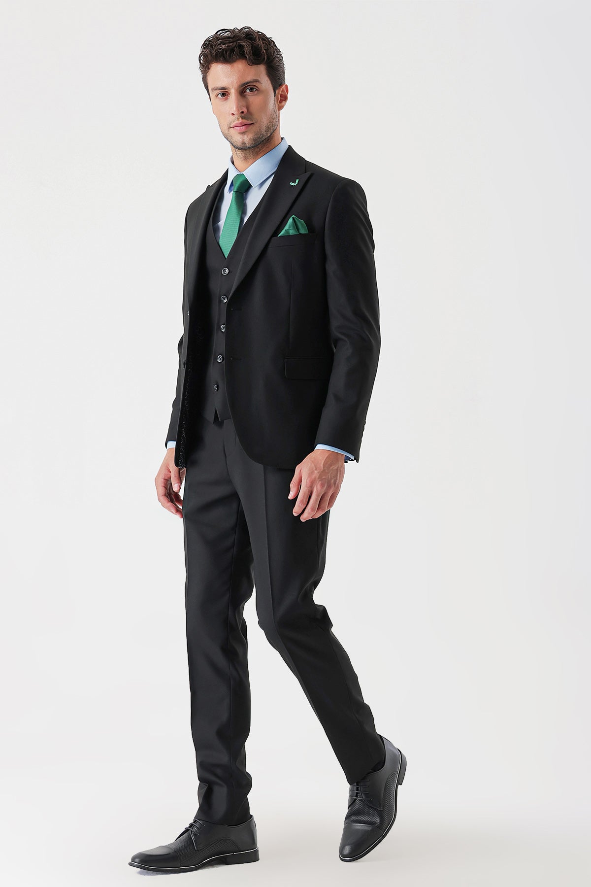 Slim-Fit Vest Suit - Black