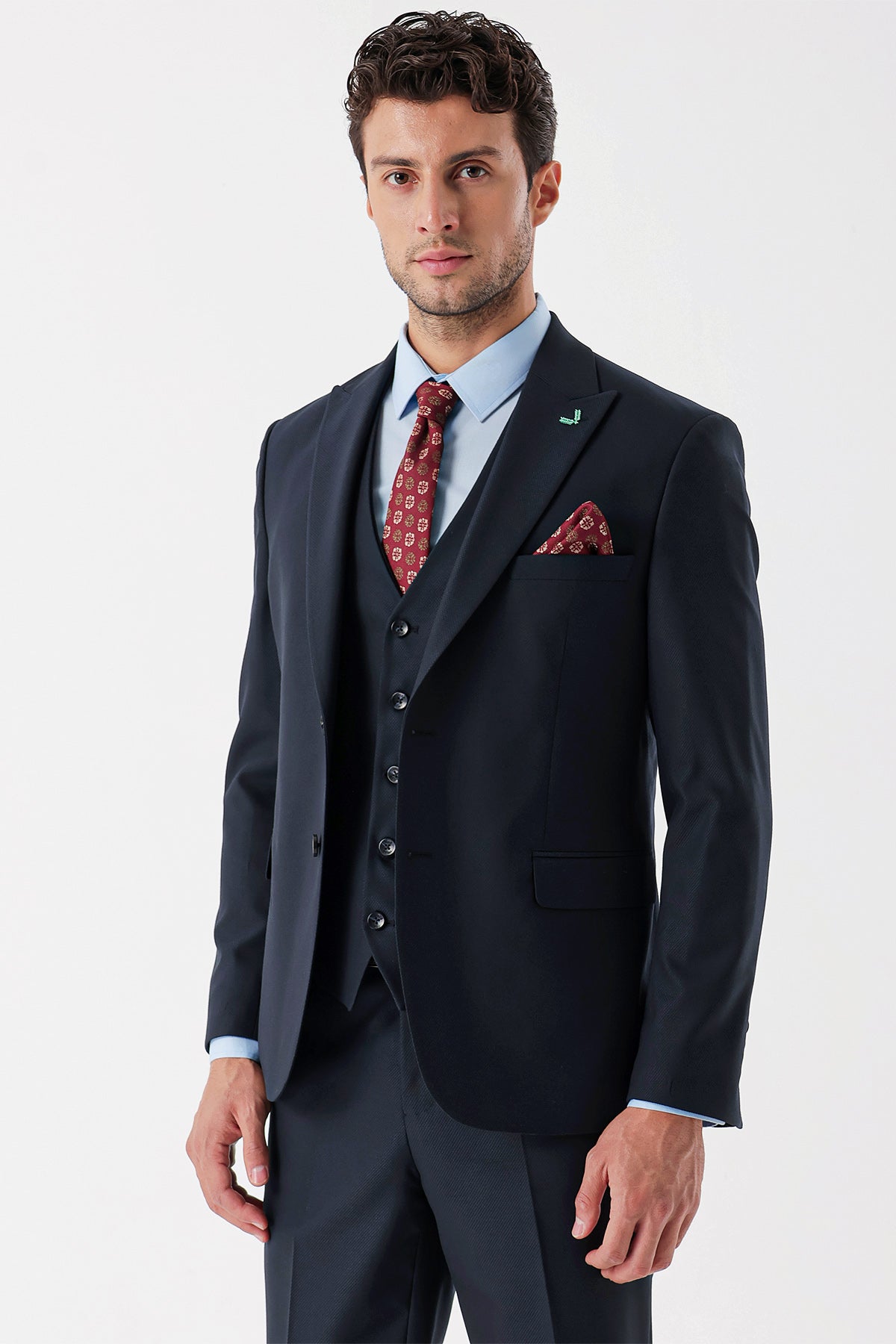 Slim-Fit Vest Suit - Navy