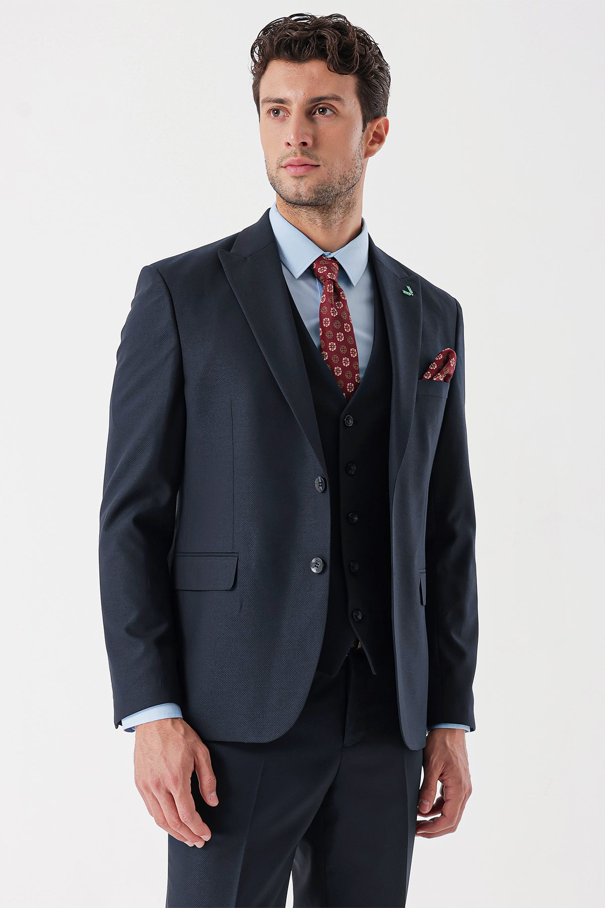 Slim-Fit Vest Suit - Navy