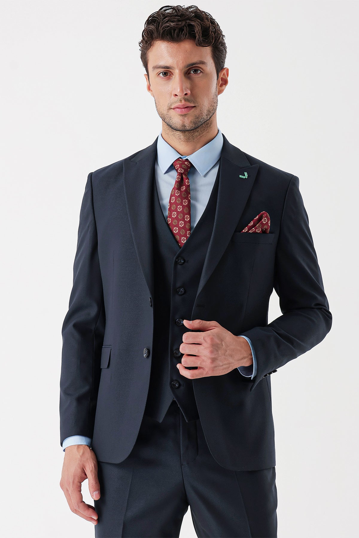 Slim-Fit Vest Suit - Navy