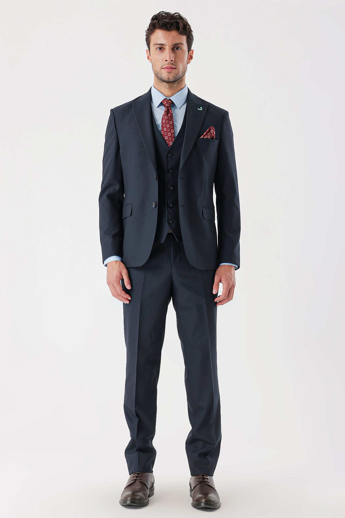 Slim-Fit Vest Suit - Navy