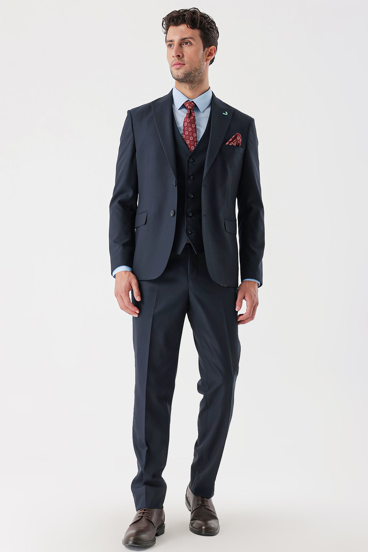 Slim-Fit Vest Suit - Navy