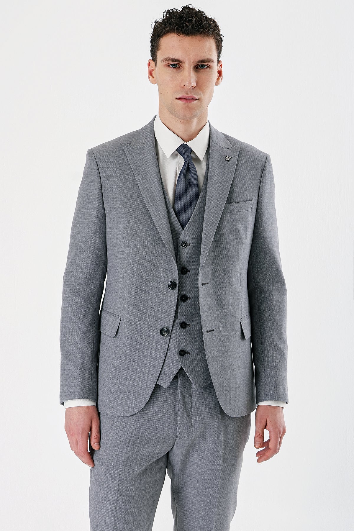 Slim-Fit Vest Suit - Light Grey