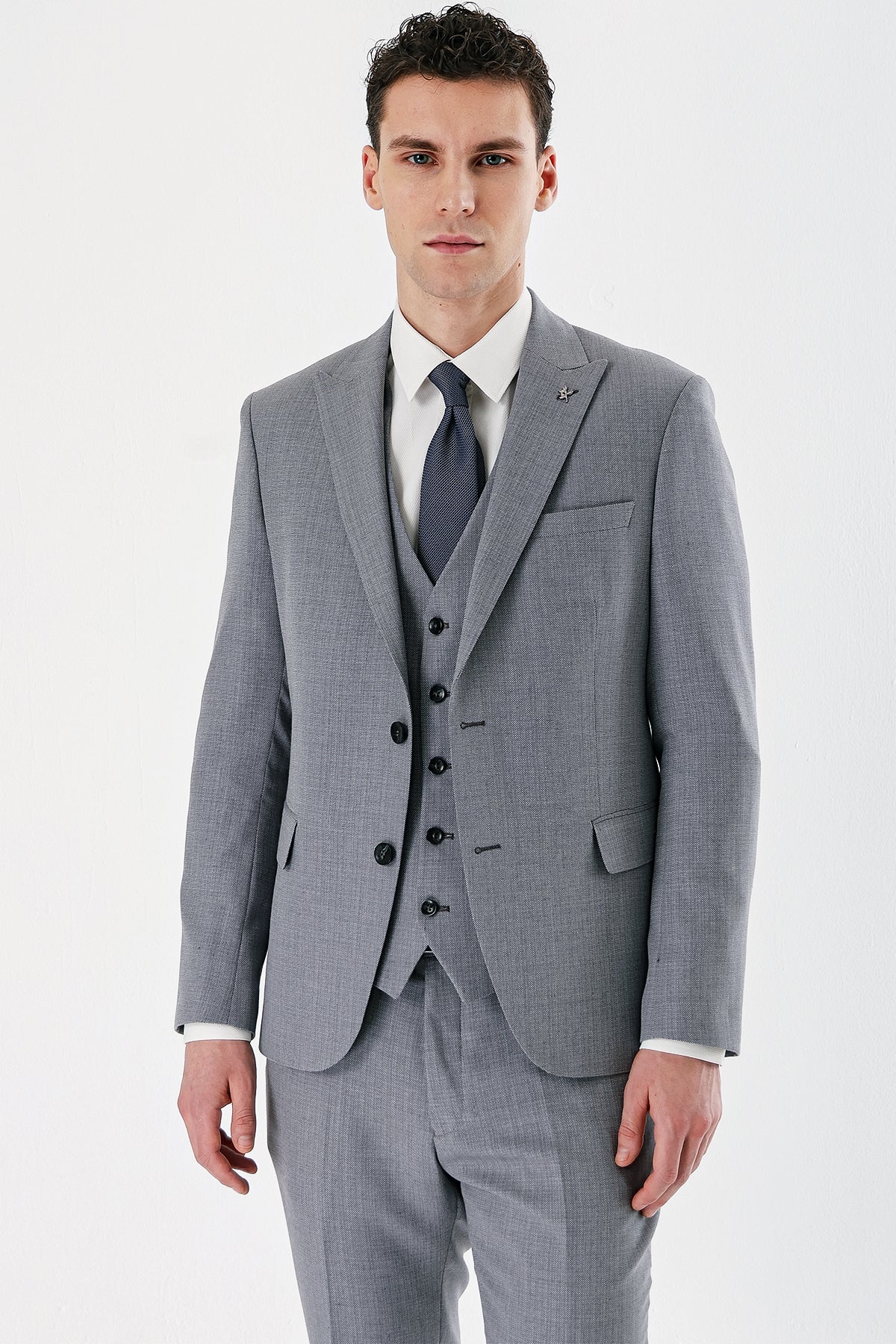 Slim-Fit Vest Suit - Light Grey