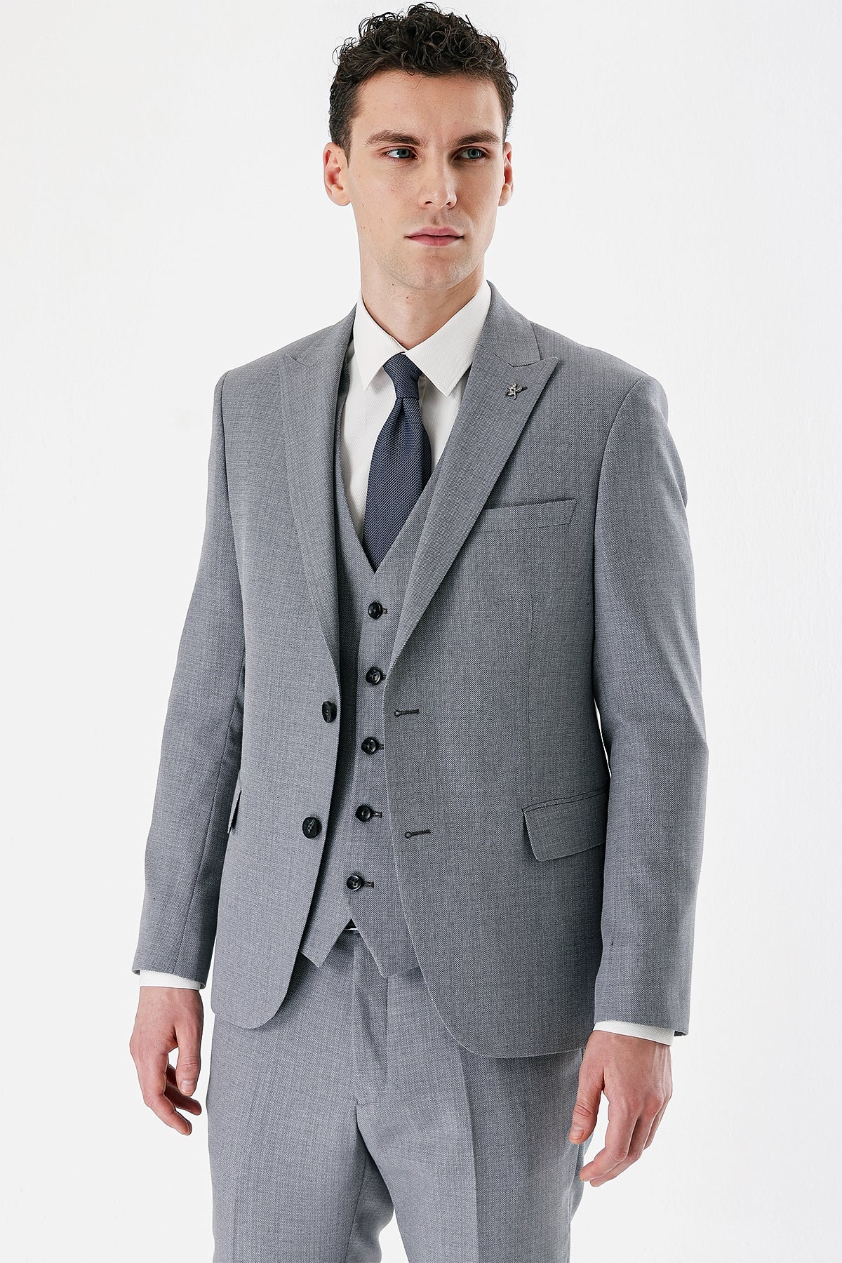 Slim-Fit Vest Suit - Light Grey