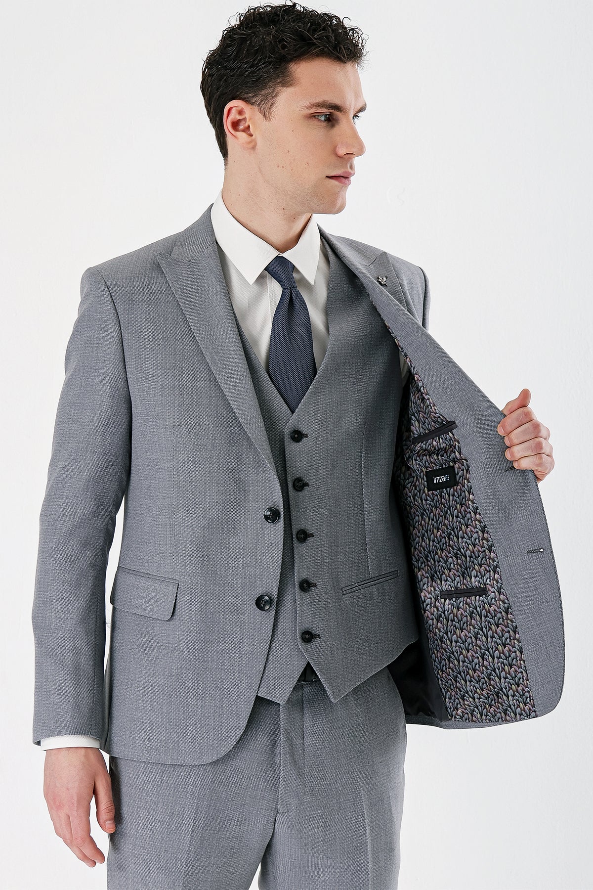 Slim-Fit Vest Suit - Light Grey