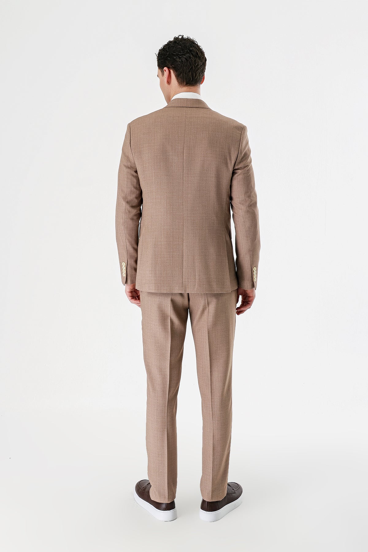 Slim-Fit Vest Suit - Beige