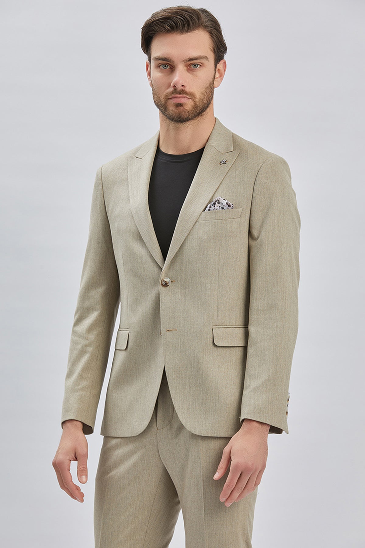 Slim-Fit Suit Beige - Main Image