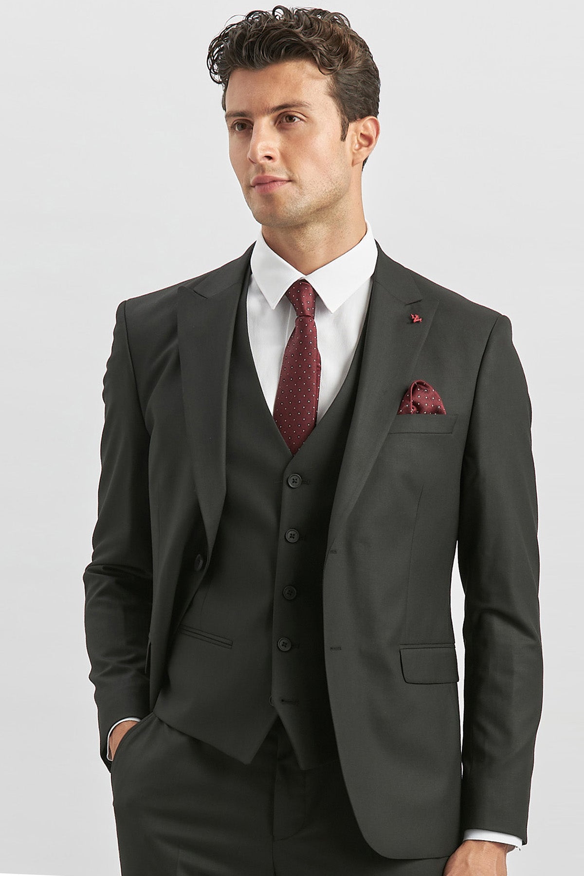 Slim-Fit Vest Suit - Black