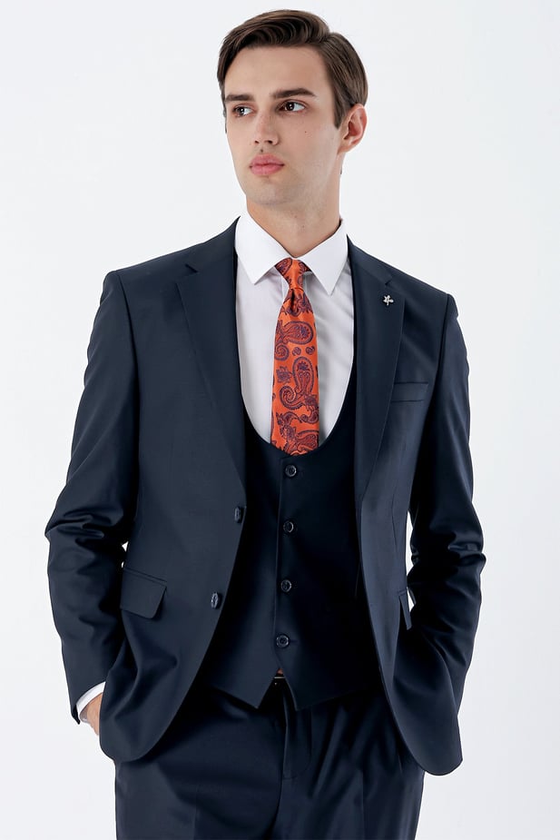 Slim-Fit Vest Suit - Dark Navy