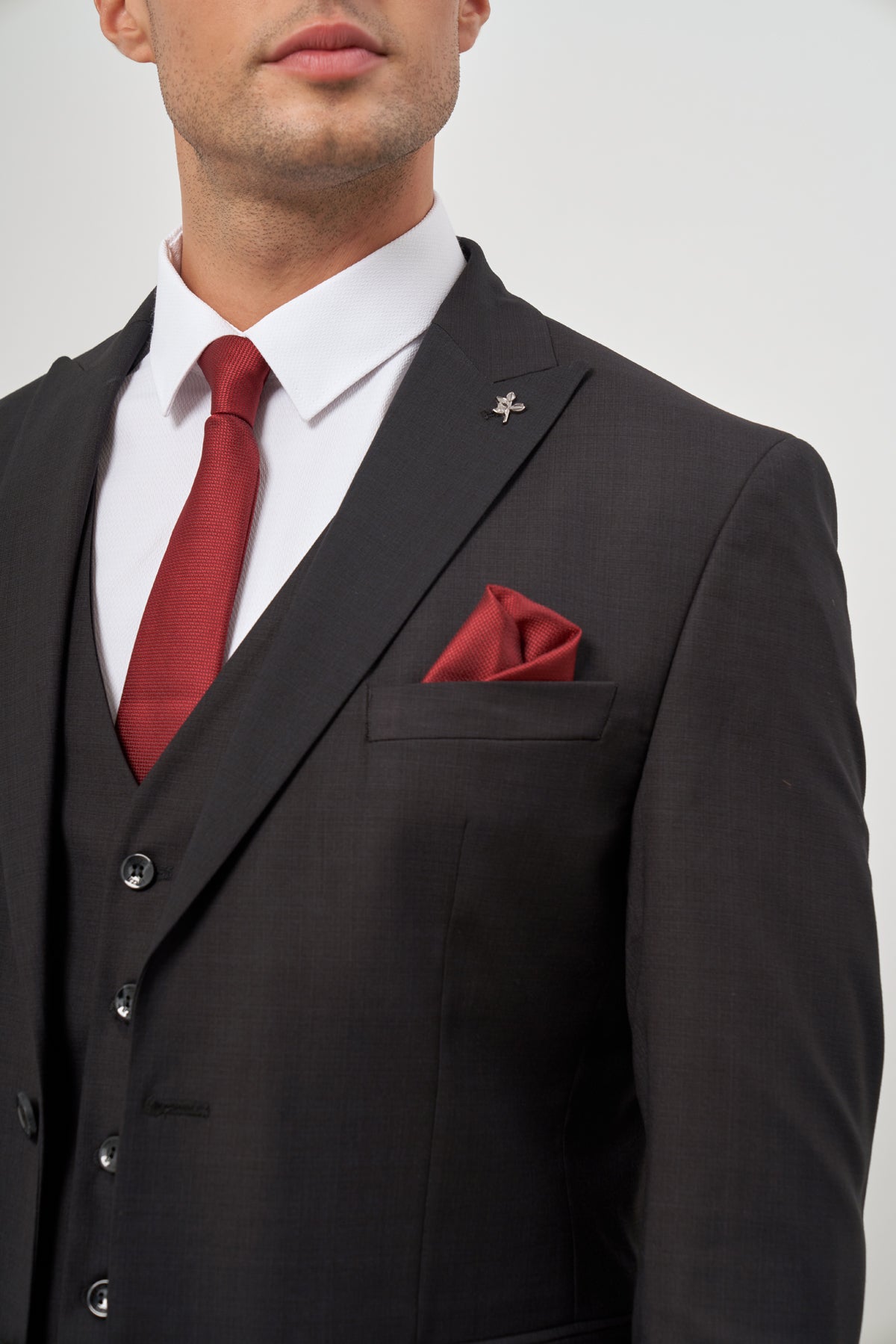 Slim-Fit Vest Suit - Black