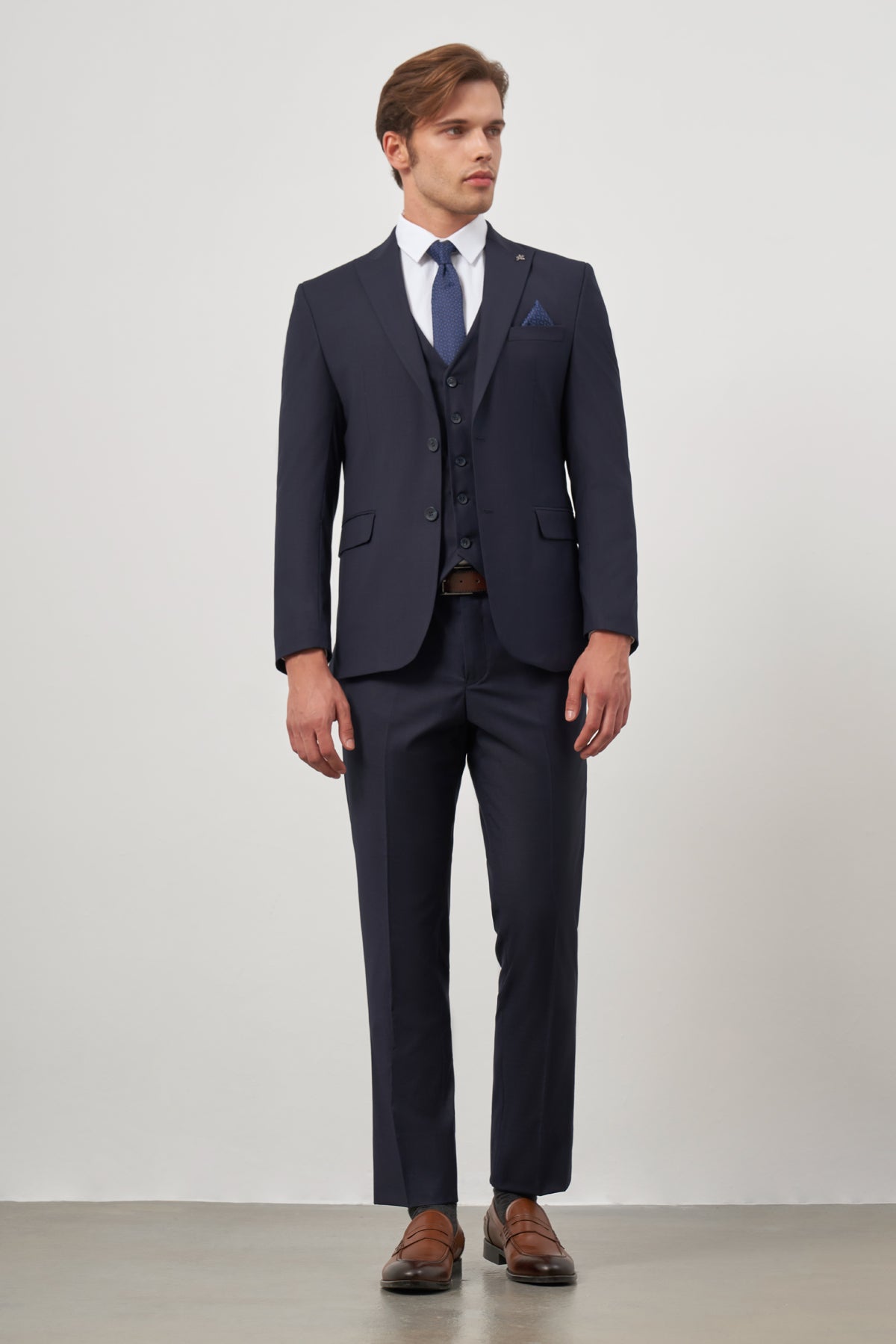 Slim-Fit Vest Suit - Navy