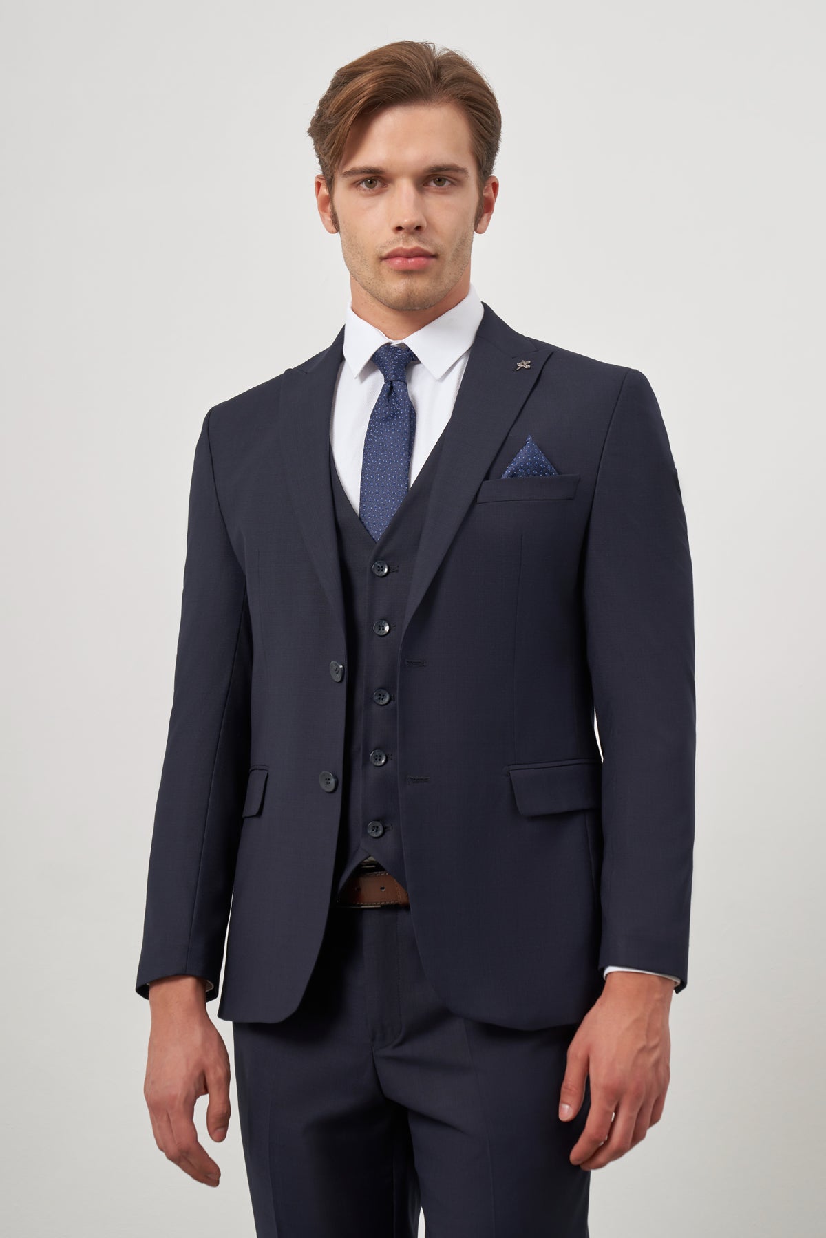 Slim-Fit Vest Suit - Navy