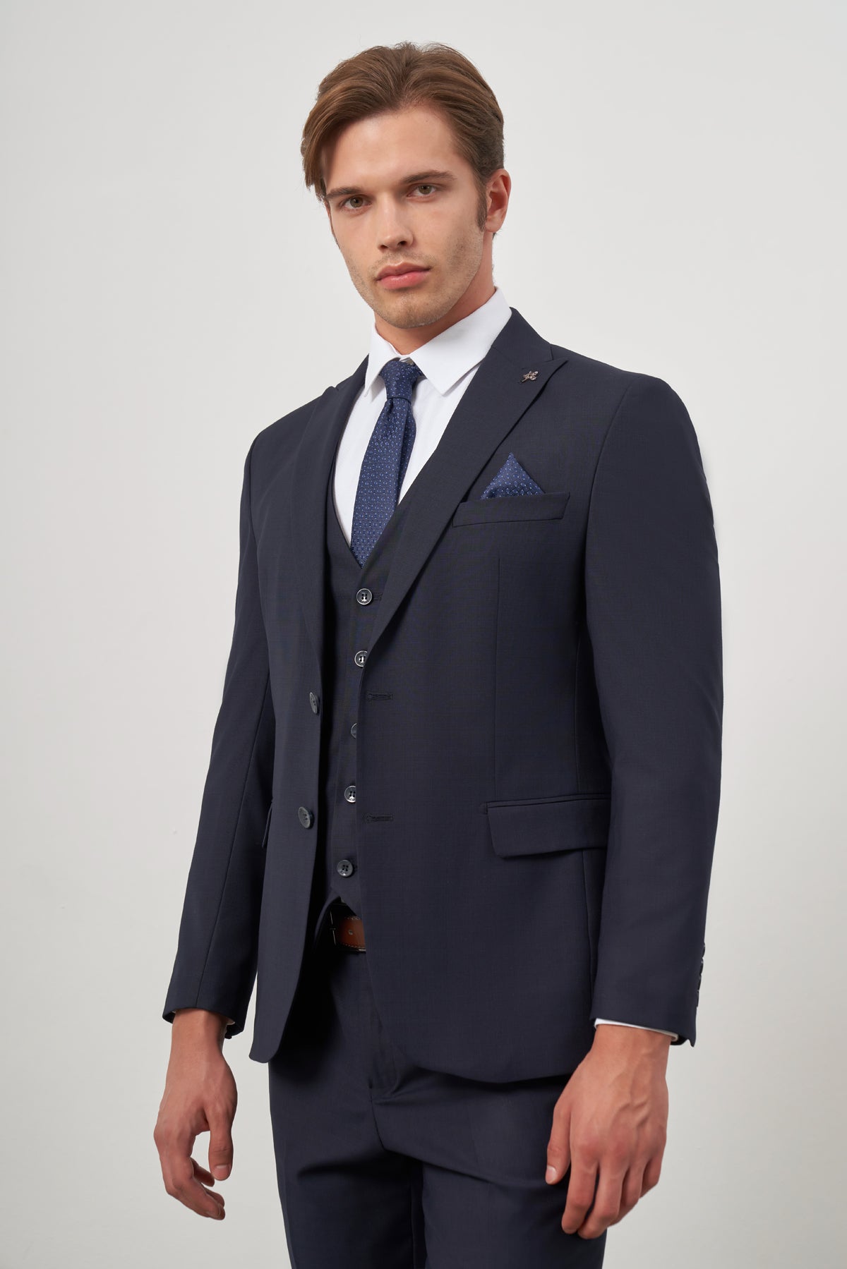 Slim-Fit Vest Suit - Navy