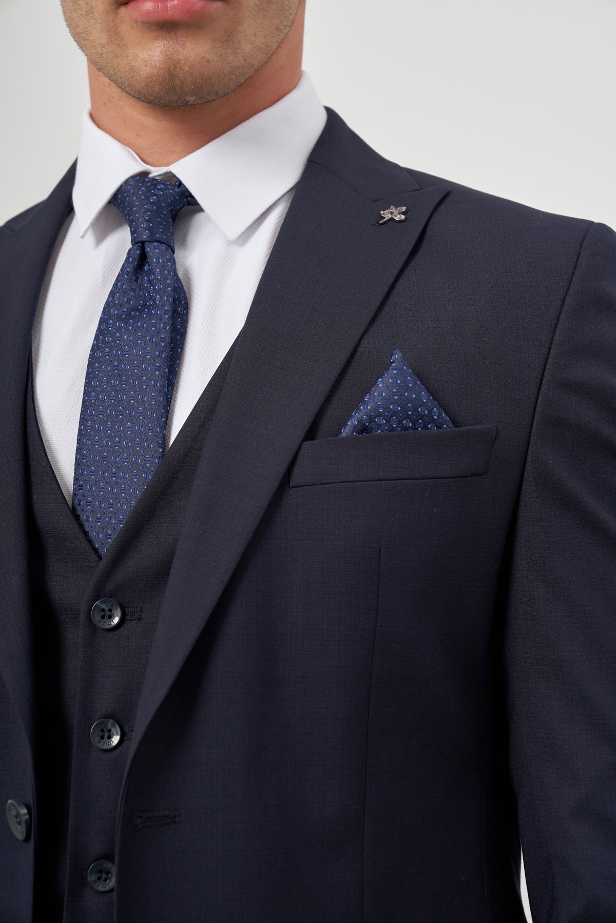 Slim-Fit Vest Suit - Navy