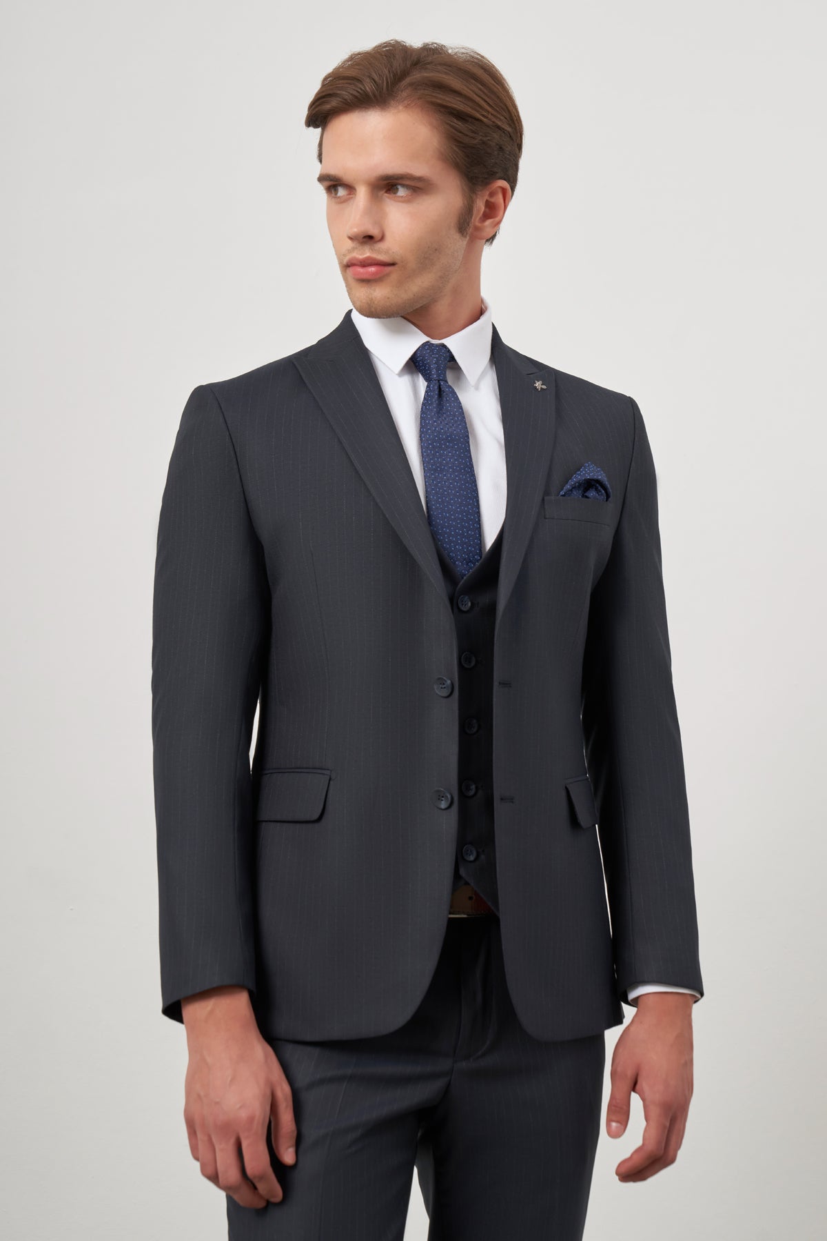 Slim-Fit Vest Suit - Navy