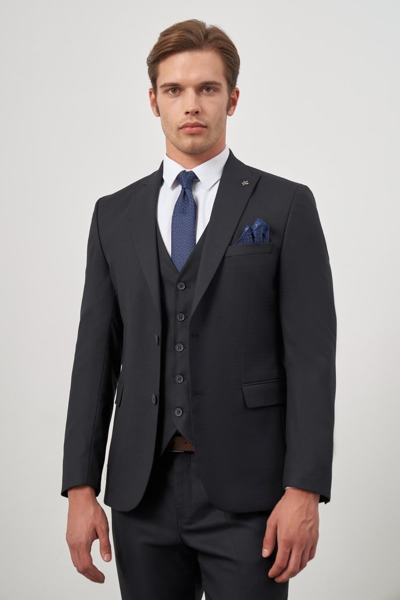 Slim-Fit Vest Suit - Dark Navy