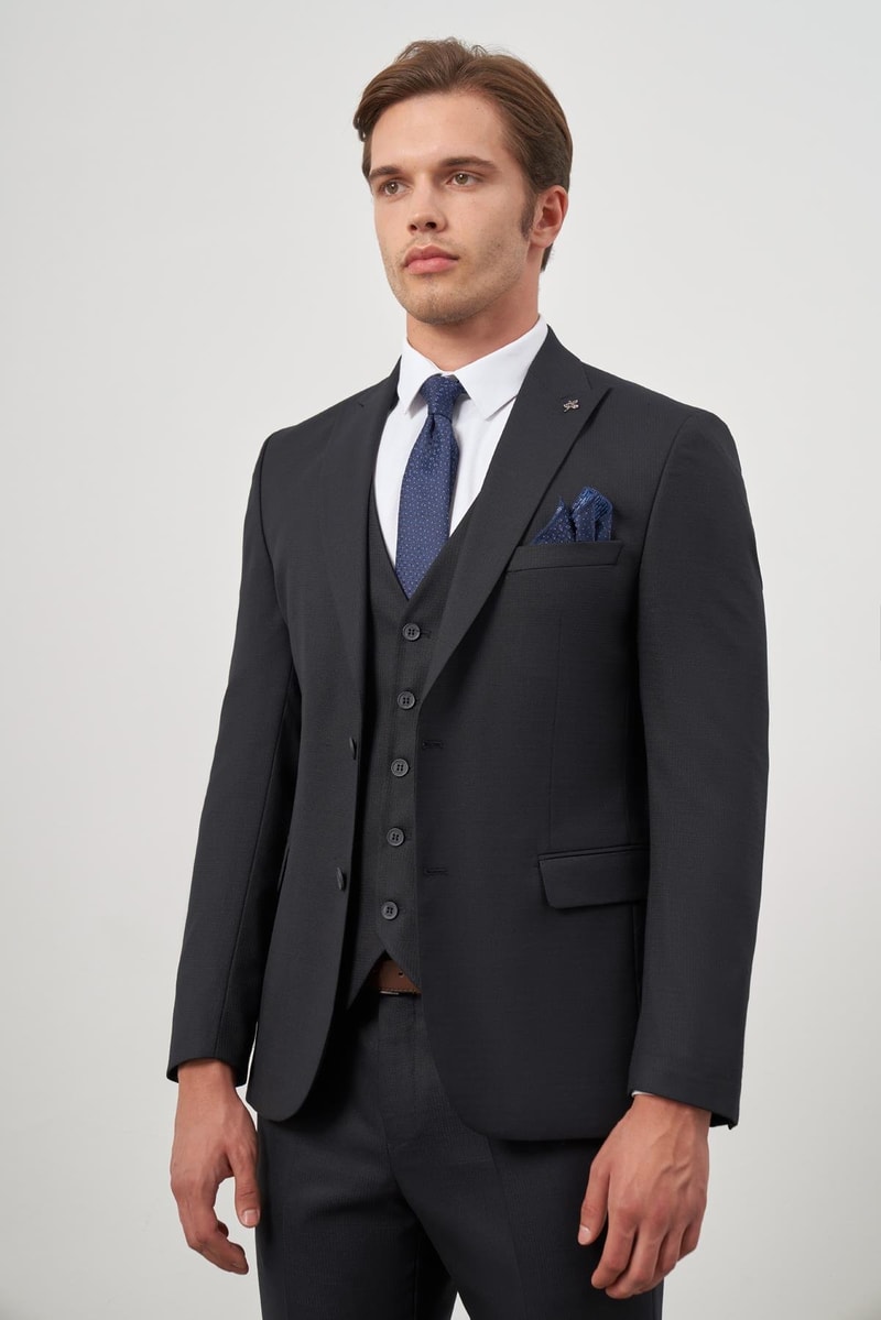 Slim-Fit Vest Suit - Dark Navy