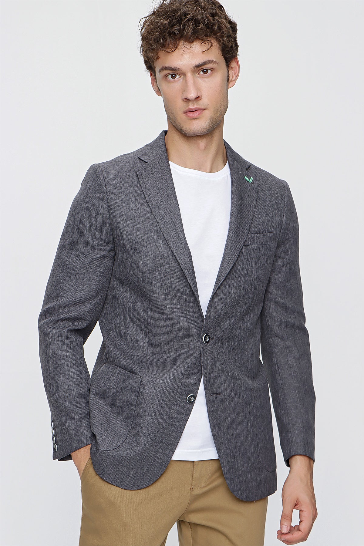 Comfort-Fit Casual Blazer - Dark Grey