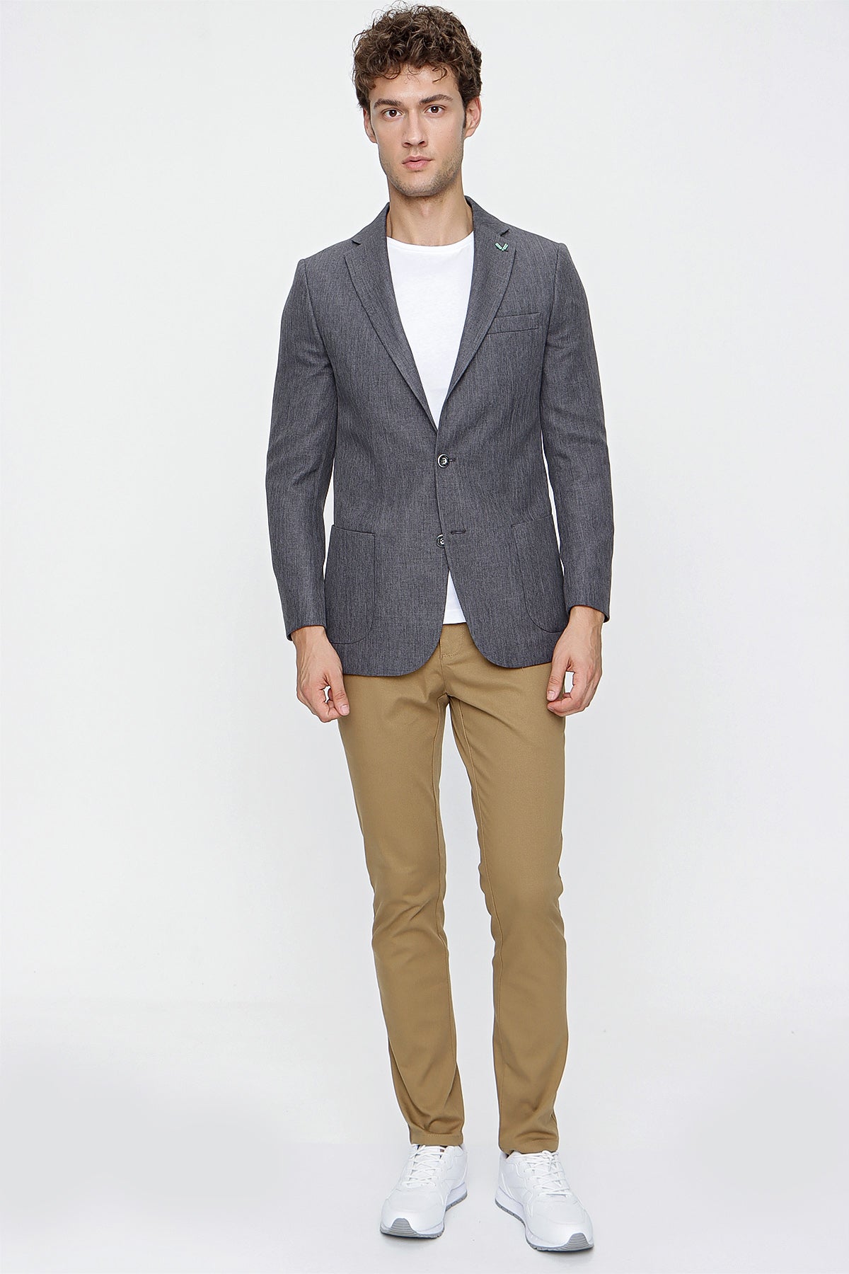 Comfort-Fit Casual Blazer - Dark Grey