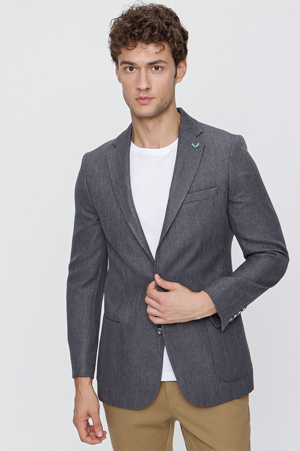 Comfort-Fit Casual Blazer - Dark Grey