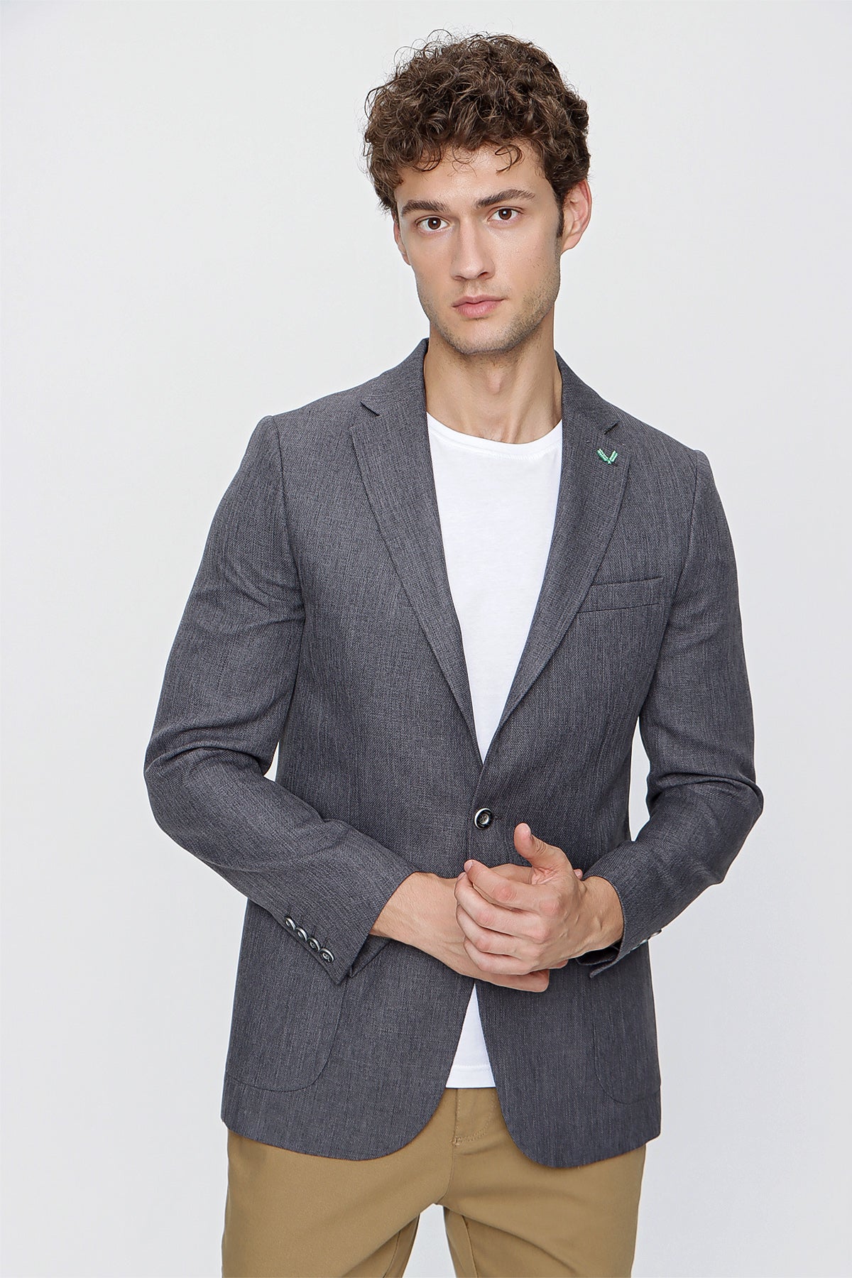 Comfort-Fit Casual Blazer - Dark Grey