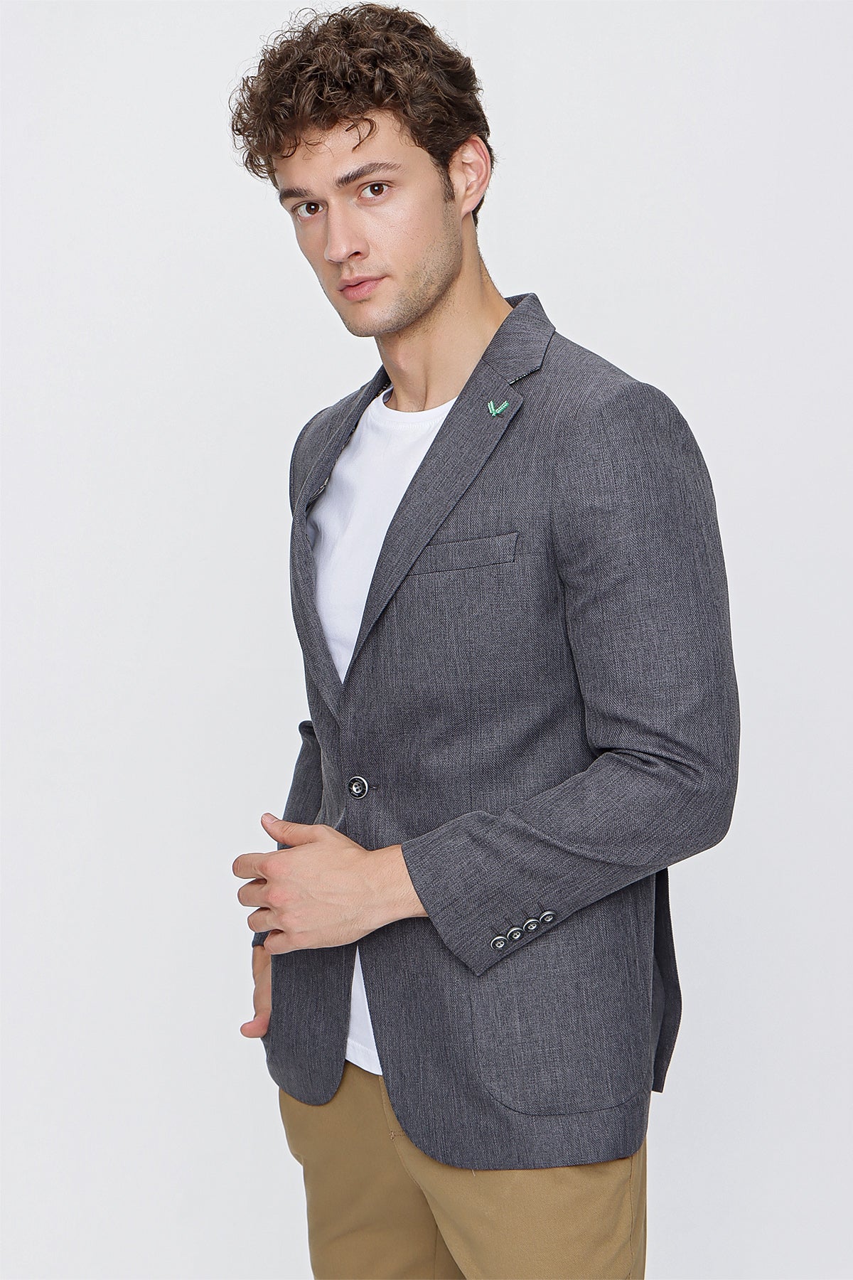 Comfort-Fit Casual Blazer - Dark Grey