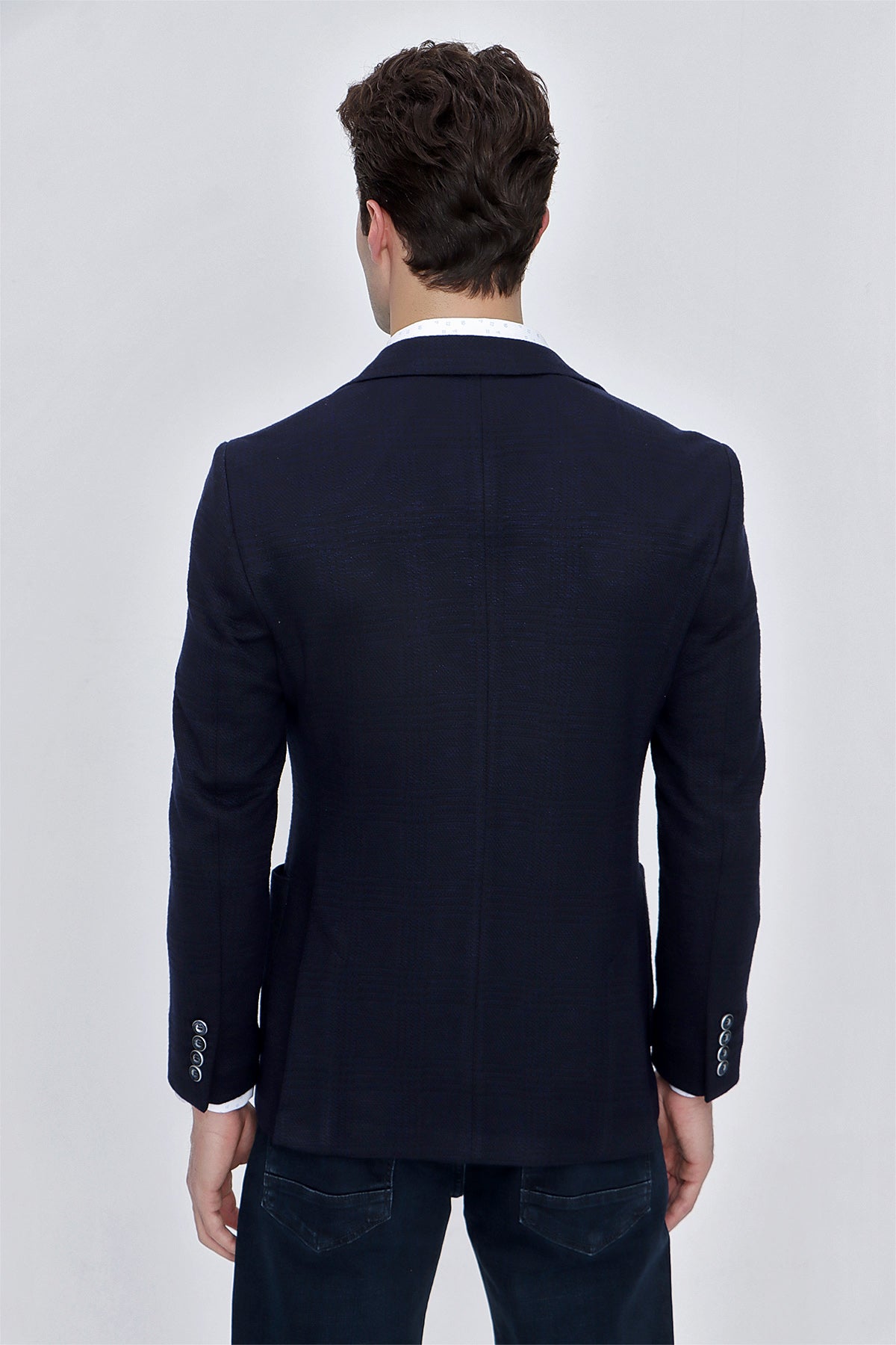 Slim-Fit Casual Blazer - Dark Navy