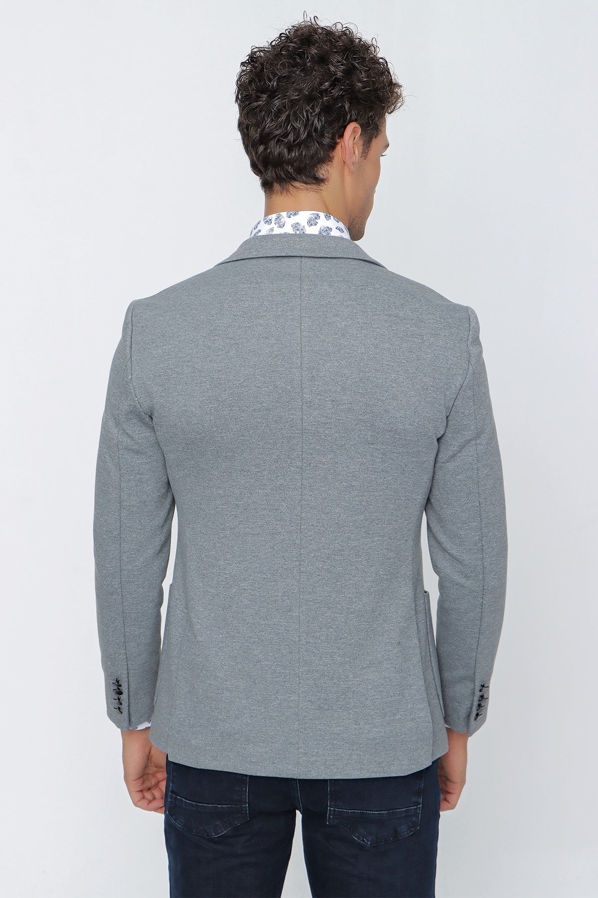 Slim-Fit Casual Blazer - Grey