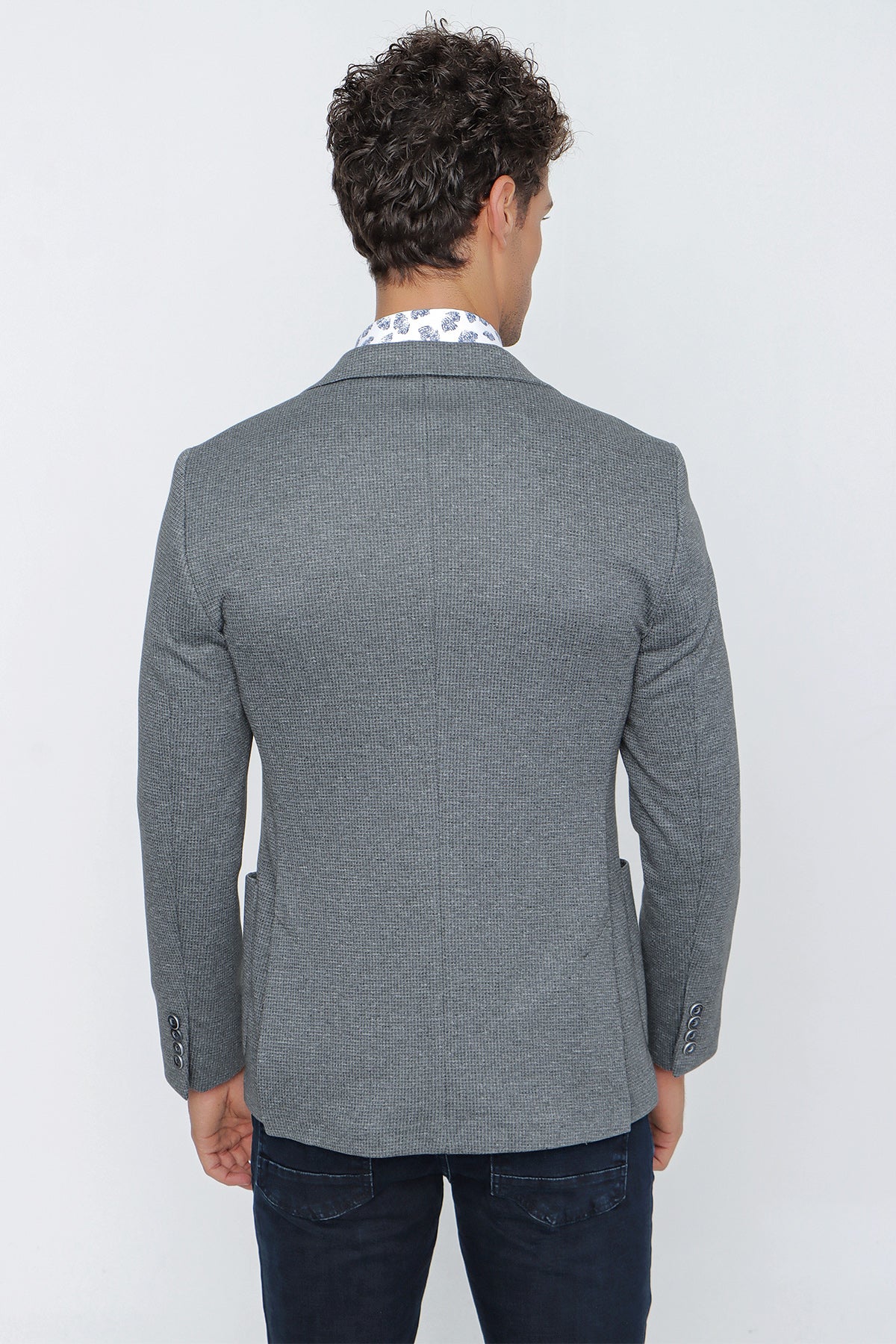 Slim-Fit Casual Blazer - Dark Grey