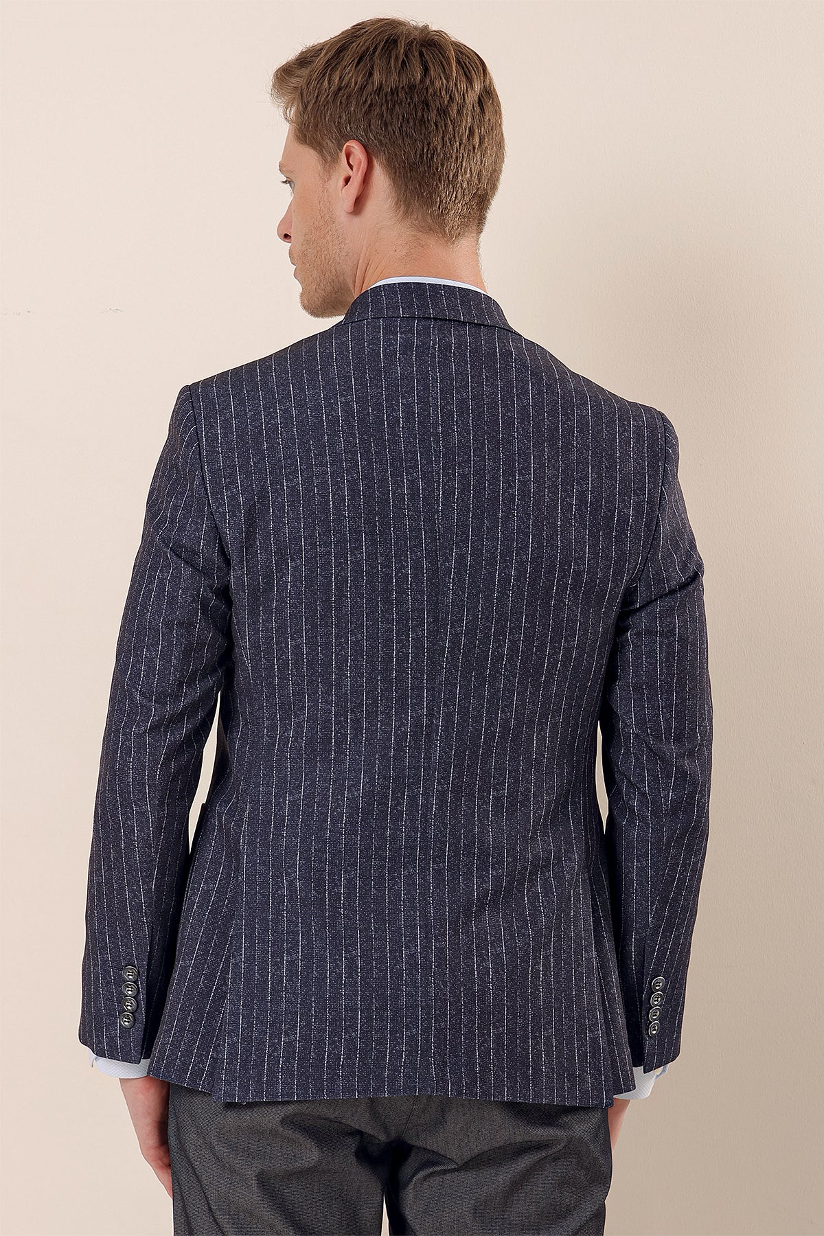 Slim-Fit Casual Blazer - Navy