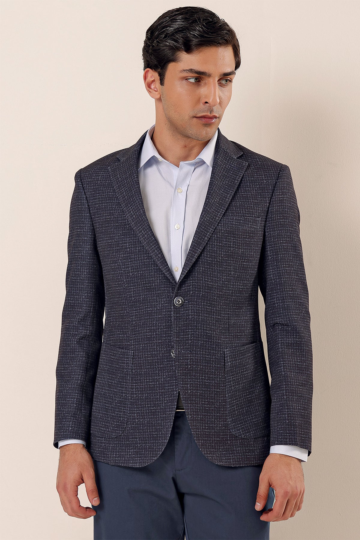 Slim-Fit Casual Blazer - Navy