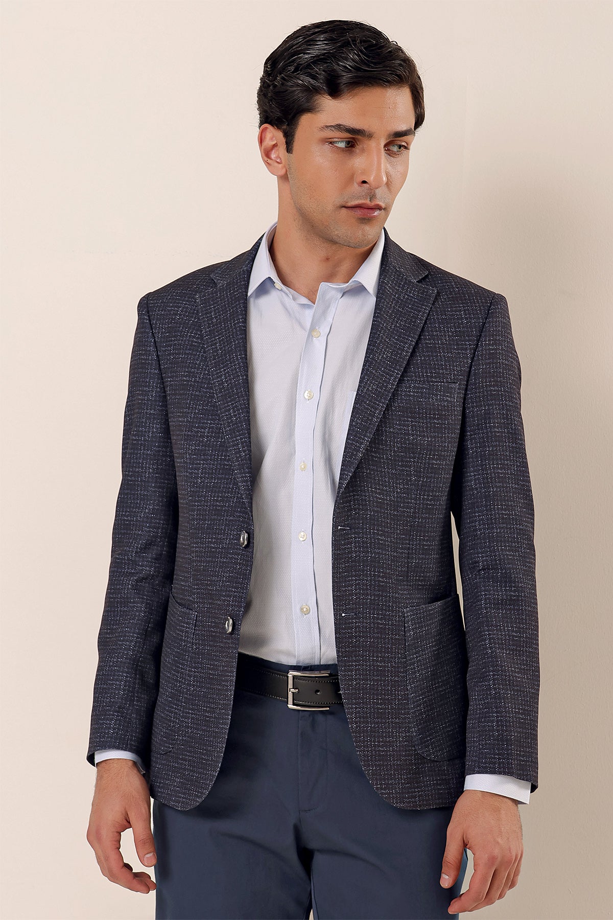 Slim-Fit Casual Blazer - Navy